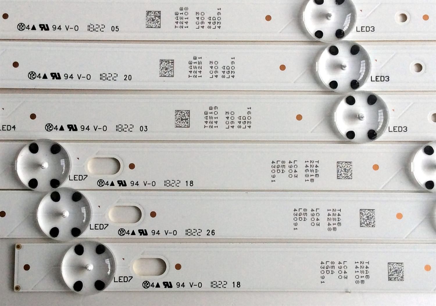 KIT DE LED´S PARA TV LG ((6 PIEZAS)) / NUMERO DE PARTE SSC_43UK63_A_S / SSC_43UK63_B_S / SSC_43UK63_7LED_REV01_180228 / LGD43091 / A-TYPE LC43490084A / B-TYPE LC43490085A / PANEL NC430DGG / NC430DUE / MODELOS 43UK6200PUA-UA / 43LM5700PUA / 43UN7000PUB - Imagen 3