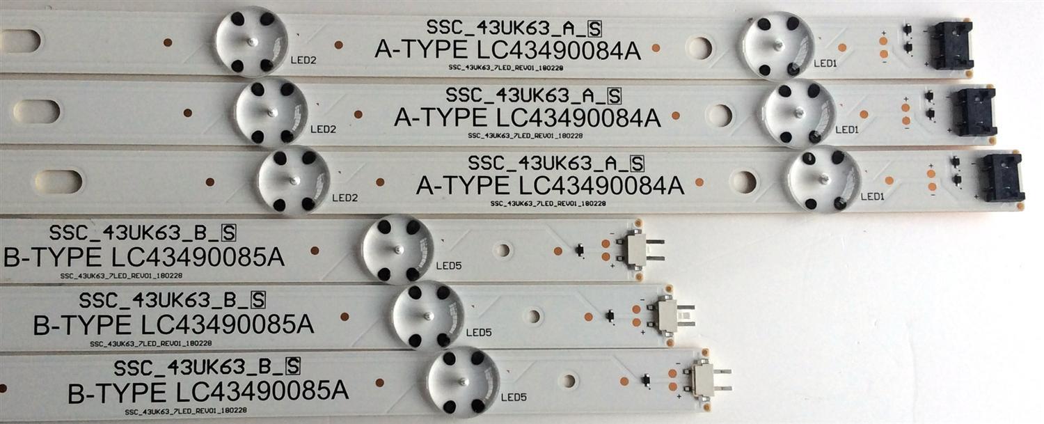KIT DE LED´S PARA TV LG ((6 PIEZAS)) / NUMERO DE PARTE SSC_43UK63_A_S / SSC_43UK63_B_S / SSC_43UK63_7LED_REV01_180228 / LGD43091 / A-TYPE LC43490084A / B-TYPE LC43490085A / PANEL NC430DGG / NC430DUE / MODELOS 43UK6200PUA-UA / 43LM5700PUA / 43UN7000PUB - Imagen 4