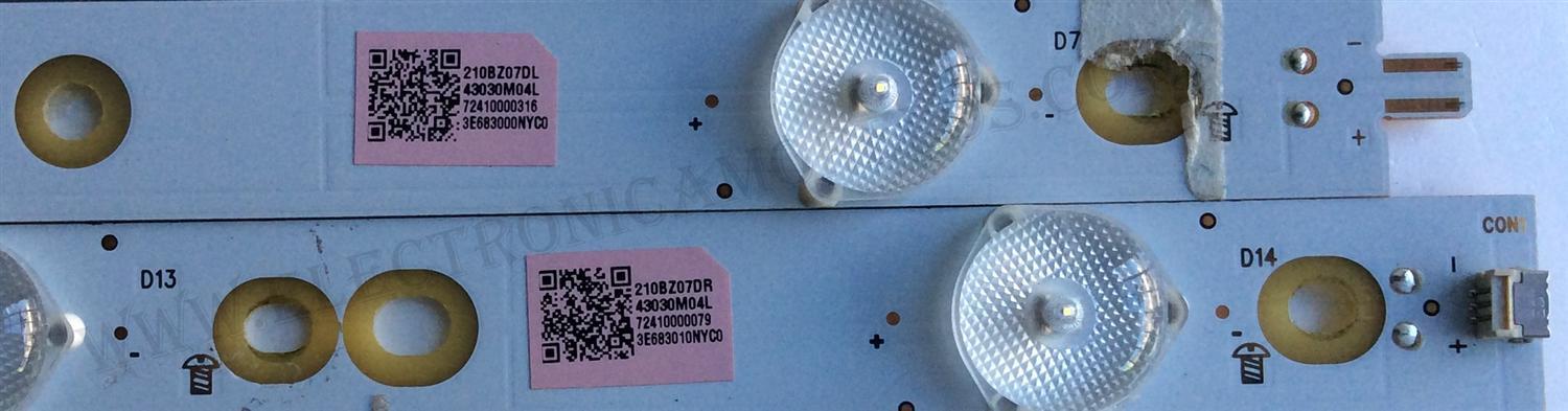 KIT DE LED´S PARA TV (13 PIEZAS) / INSIGNIA LB55120 V0_00 (7 PIEZAS) / LB55120 V1_00 (6 PIEZAS) / 210BZ07DR / 210BZ07DL / 43030M04L / PANEL TPT550U2-D072.L REV:S01B / MODELO NS-55DR620NA18 - Imagen 2