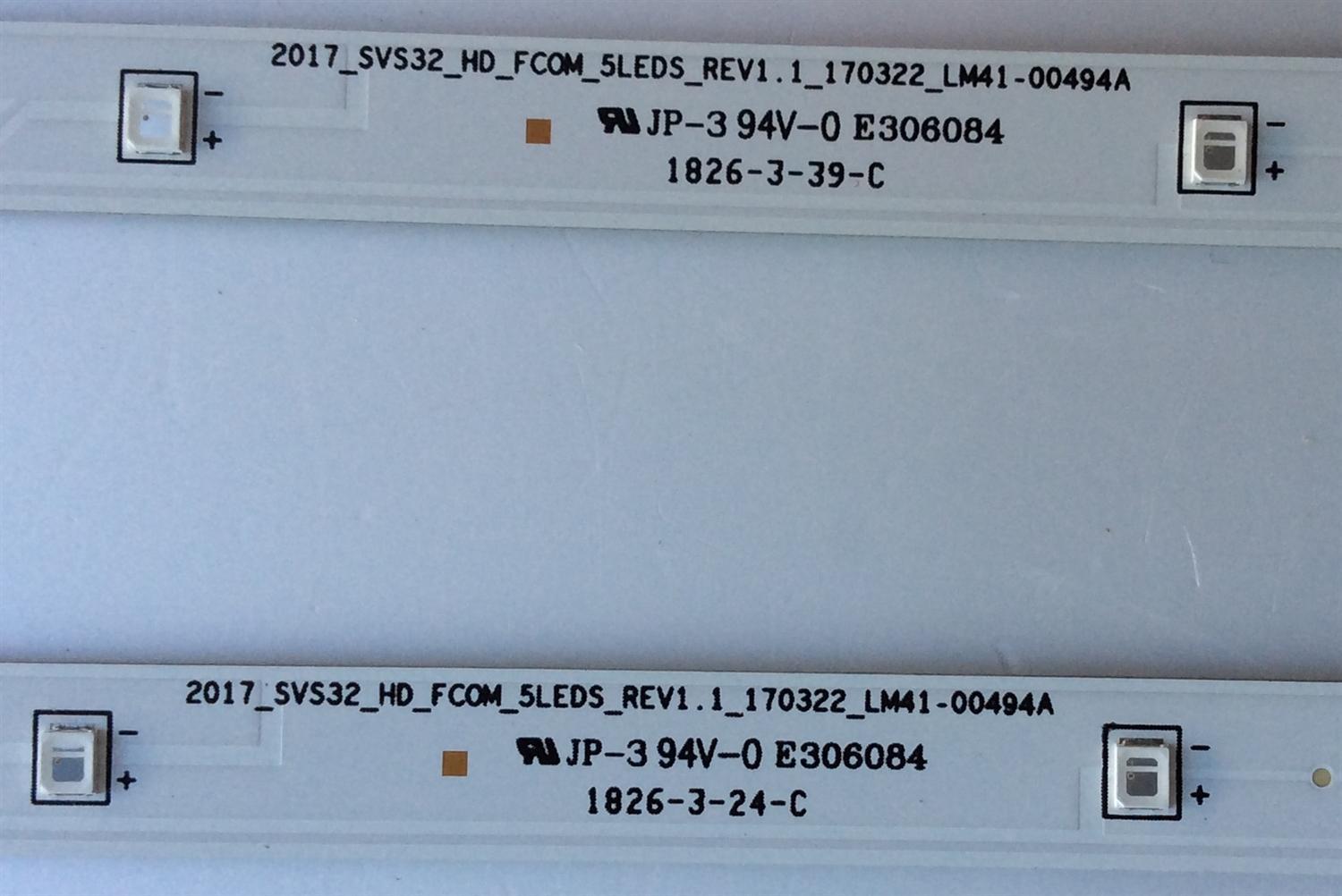 KIT DE LED´S PARA TV (2 PIEZAS) / SAMSUNG 2017_SVS32_HD_FCOM_5LEDS_REV1.1_170322_LM41-00494A / 43703A / LM41-00494A / E306084 / PANEL CY-JM032AGLR2V RR01 / MODELO UN32J4000 / UN32J4000EFXZA LA01 - Imagen 2