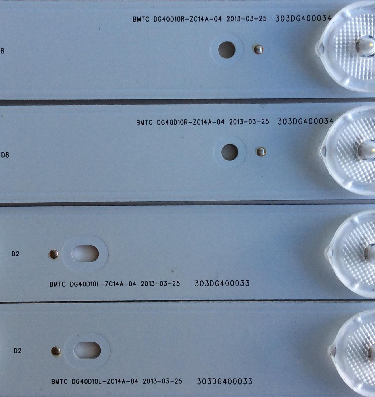 KIT DE LED´S PARA TV ( 8 PIEZAS) / 303DG400034 / 303DG400033 / E214887 / N93C-D / D21238 / 130724B3 / BMTC / DG40D10R-ZC14A-04 / DG40D10L-ZC14A-04 / PANEL / MODELO	 - Imagen 3