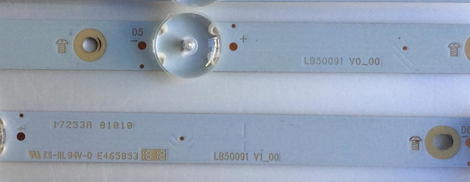 KIT DE LED´S PARA TV ( 8 PIEZAS) / SHARP LB50091 V1_00 / LB50091 V0_00 / 17253A 81010 / 210BZ05DLB33DBL00L / 4E697000005E / 210BZ03DRB33DBL00L / 4E697000007E / E465853 / PANEL TPT500J1-HVN07.U REV:S500AH / MODELO LC-50LB601U - Imagen 3