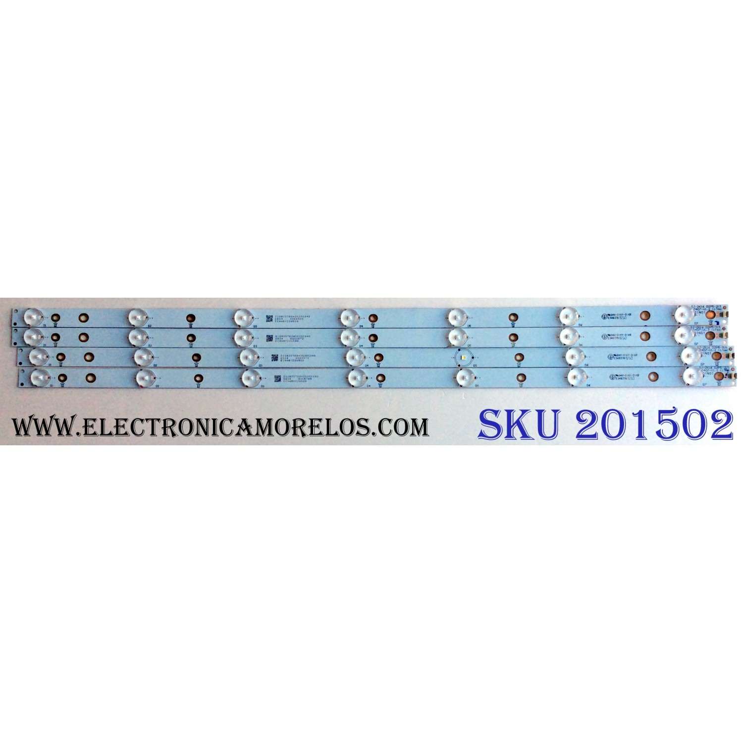 KIT DE LEDS ORIGINAL PARA TV VIZIO 4 PIEZAS / GJ-2K16 D2P5-315 D407-V1.2 / 210BZ07D043535C04D / ECHABYZ2U500 / GJ-2K16-D2P5-315-D407-V1.2 / E349376 / MODELO E32-D1 LTTVVEDT