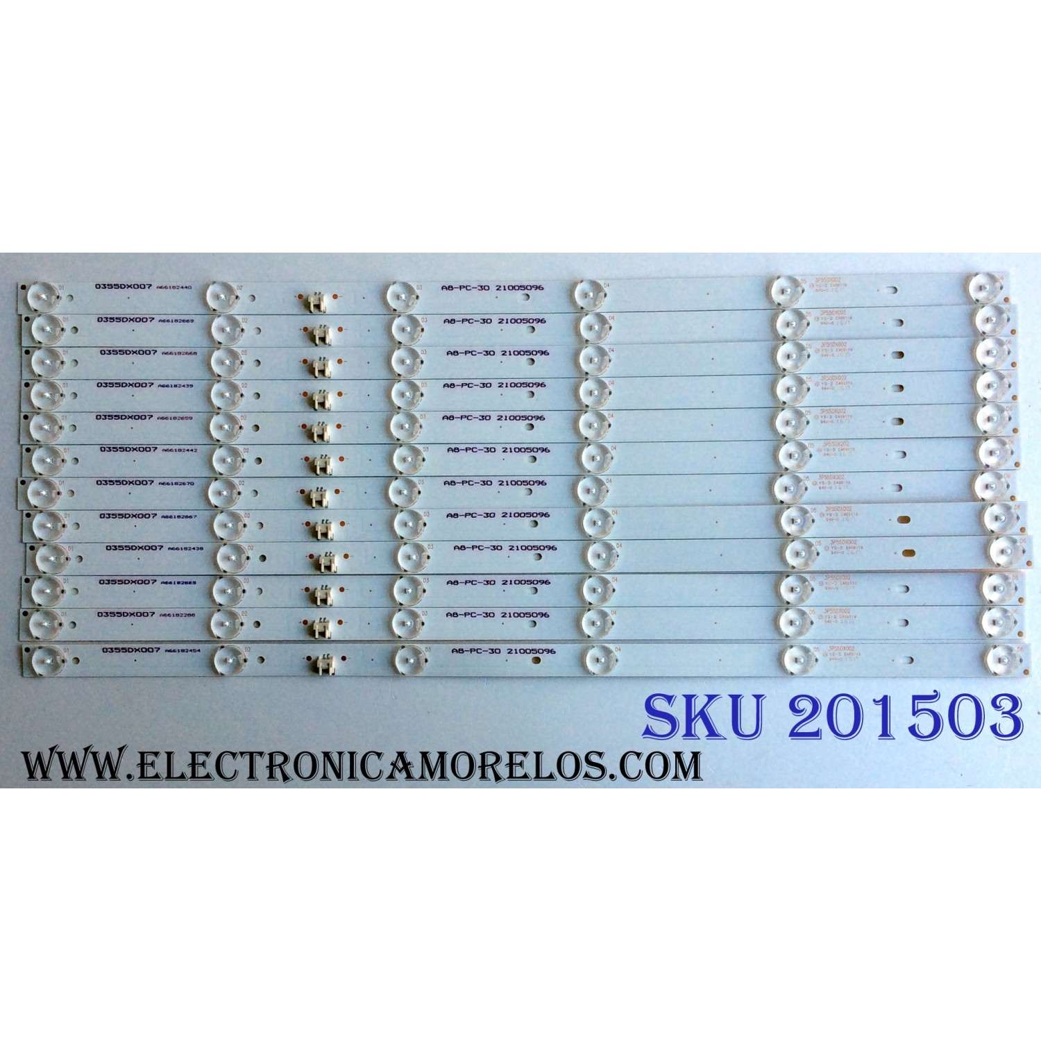 KIT DE LED´S PARA TV (12 PIEZAS) / WESTINGHOUSE 3P55DX002 / A8-PC-30 210025096 / 0355DX007 / PANEL MD5512YTLU / MODELO WD55UB4530
