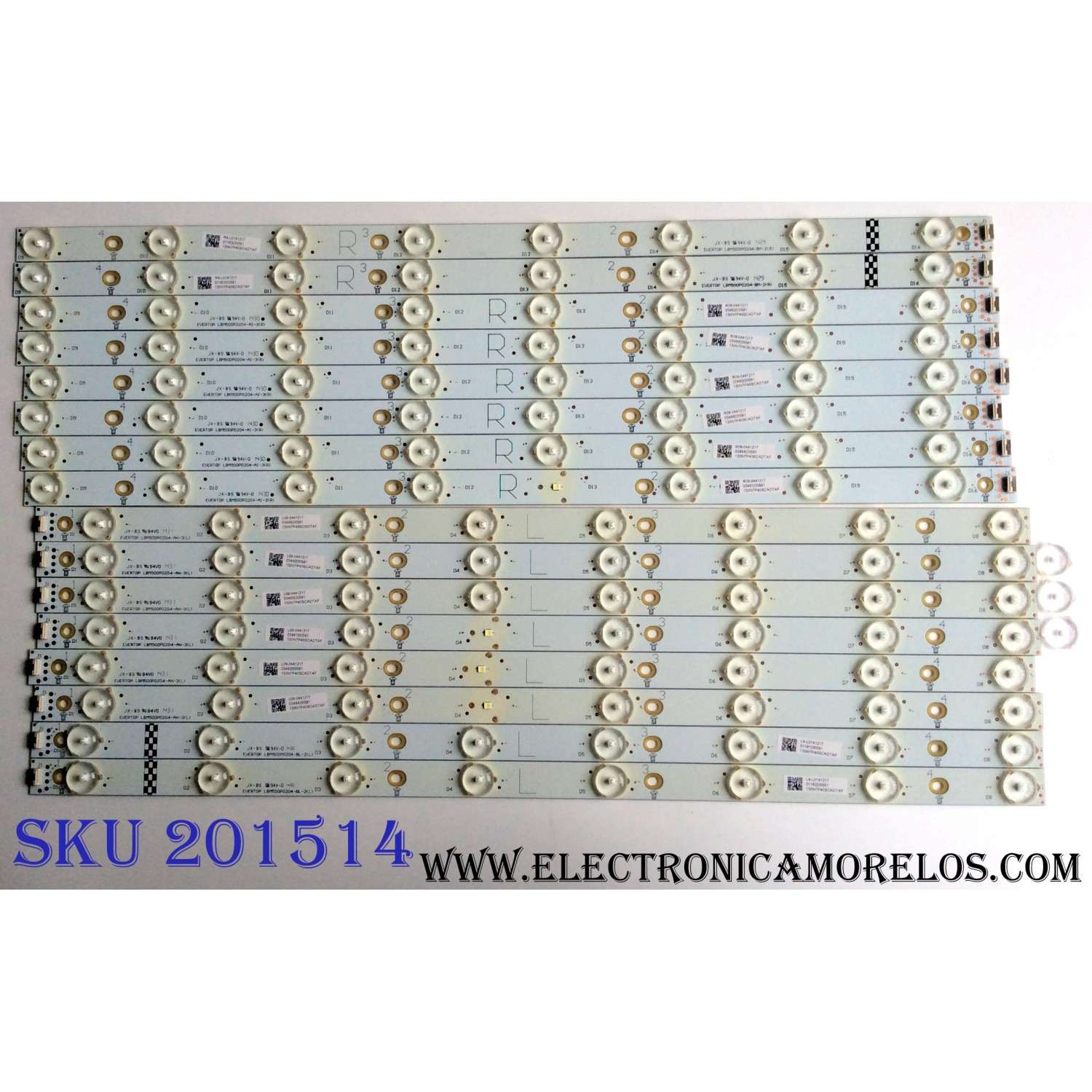 KIT DE LED´S PARA TV (16 PIEZAS) / VIZIO  LBM500P0204-AH-3(L) (8 PIEZAS) / EVERTOP LBM500P0204-BH-3(R) (8 PIEZAS) / L08-0441217 / R4-L0141217 / 130N7P40SCADTAF / PANEL TPT500DK1-QS1 REV:SC1A / MODELO P502UI-B1 LTY6RKCR