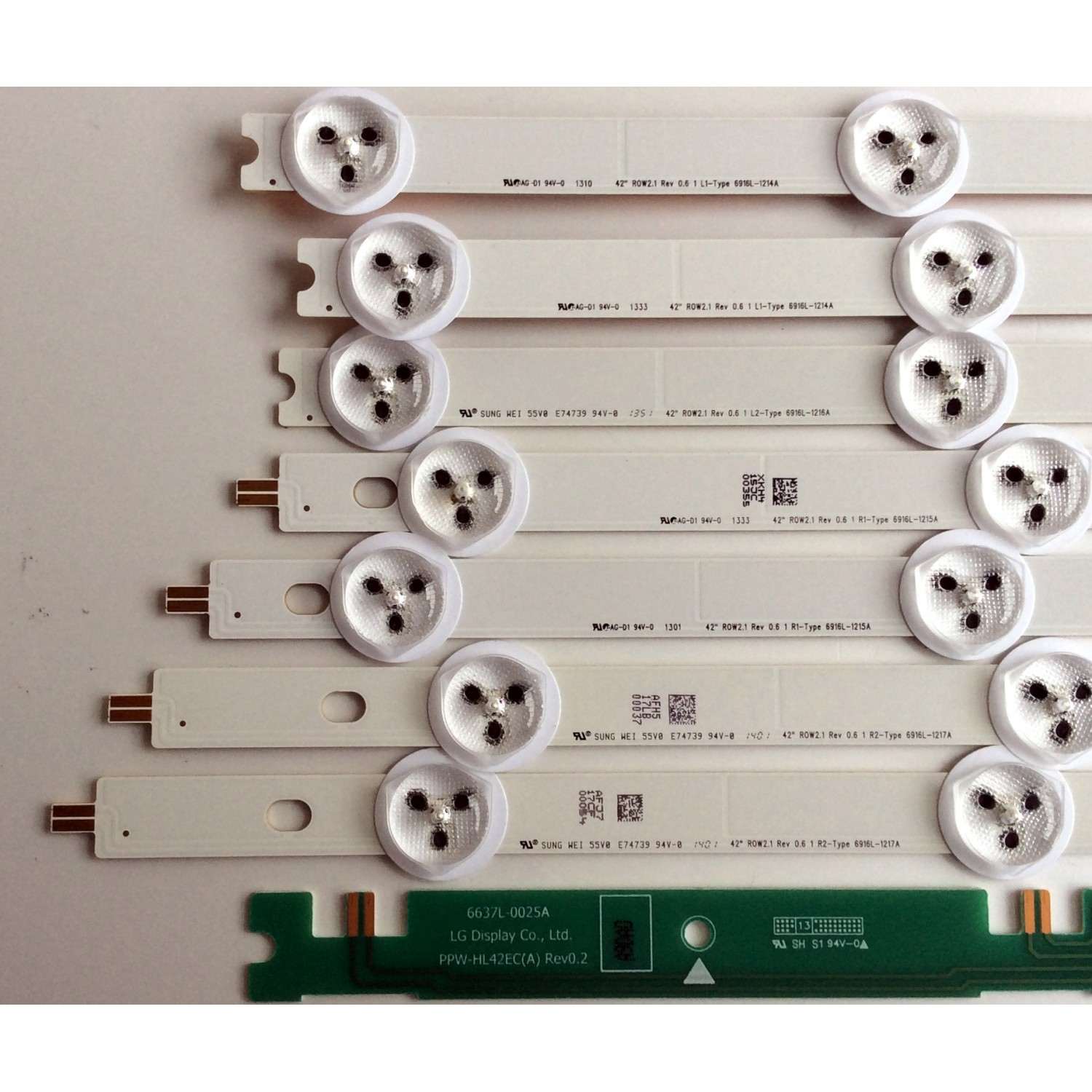 KIT DE LED´S PARA TV (7 PIEZAS) / LG 6637L-0025A / PPW-HL42EC(A) / E74739 / 6916L-1214A / 6916L-1215A / 6916L-1216A / 6916L-1217A / 42¨ ROW2.1 Rev 0.6 1 / PANEL LC420DUG (JF)(R1) / MODELOS 42LN5400-UA / E420D-A0 / DP42D23 - Imagen 3