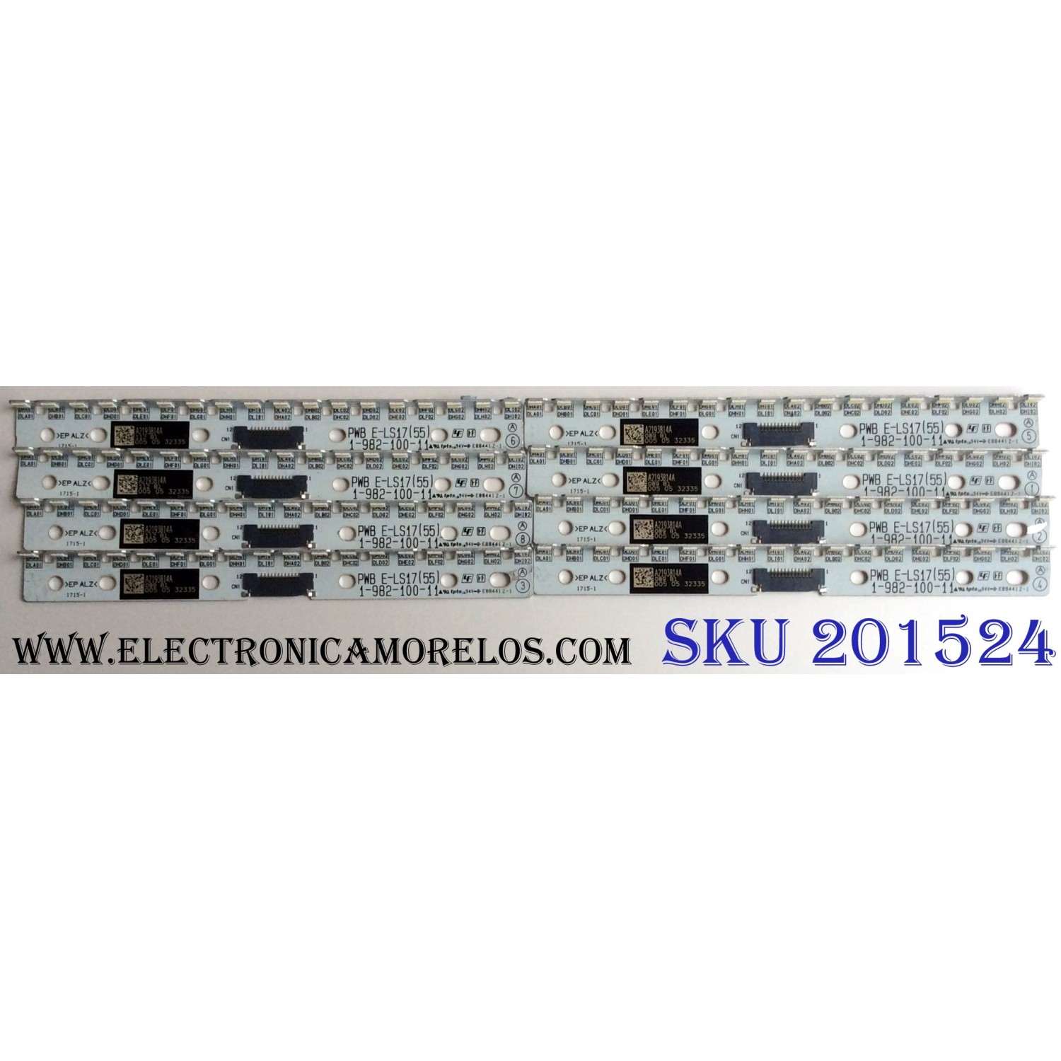 KIT DE LED´S PARA TV (8 PIEZAS) / TV. SONY XBR-55X930E 1-982-100-11 / 98210011 / PWB E-LS17(55) / A2193814A / 005 05 32335 / E88441 Z-1 / MODELO XBR-55930E 	
