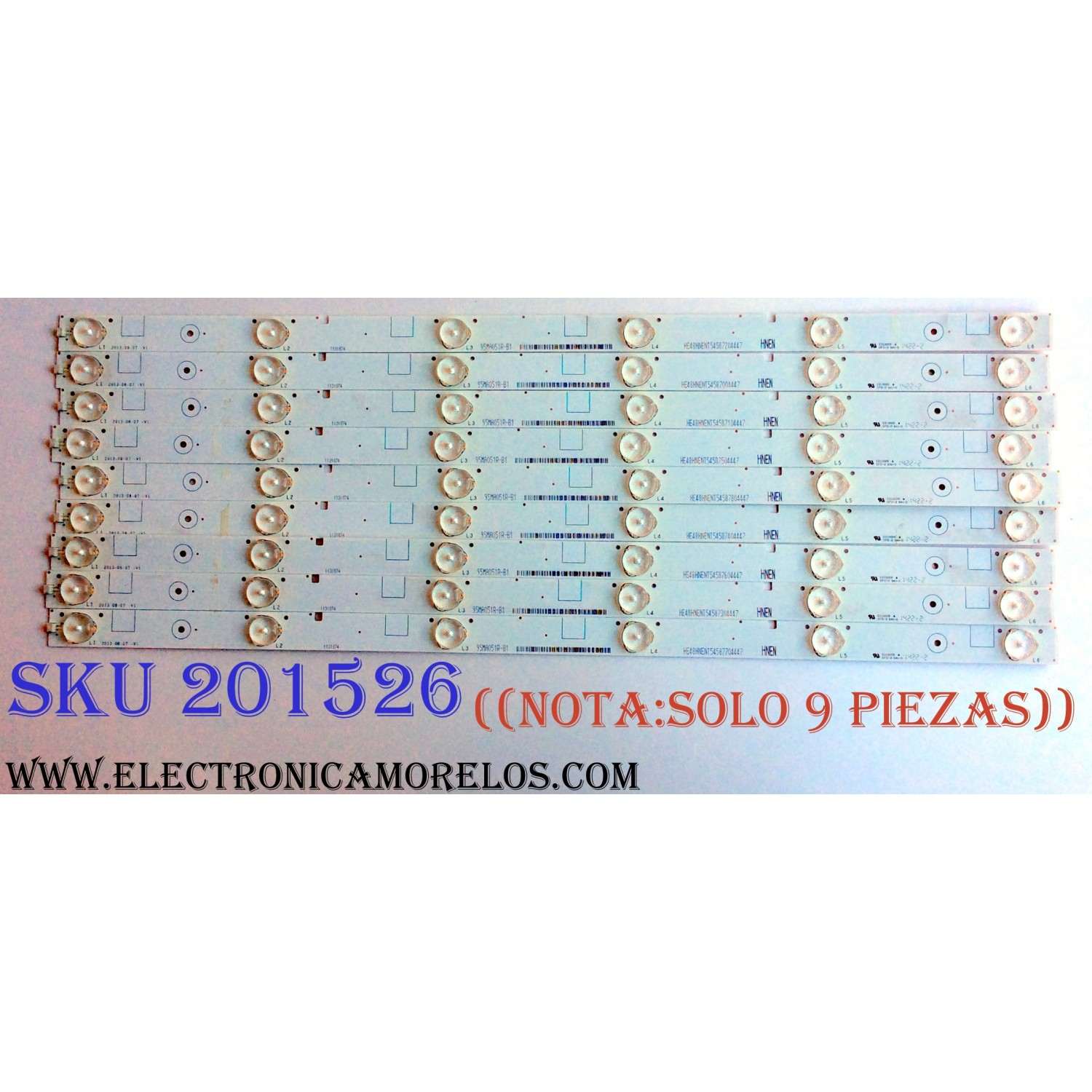 KIT DE LED´S PARA TV (SOLO 9 PIEZAS) / 1131074 / HE48HNENT54587 / PANEL HD480DF-B31 / HD480DF-B31(020)\S0-B2 / MODELO NS-480510NA15 / NOTA IMPORTANTE:KIT CONSTA ORIGINALMENTE DE 10 PIEZAS ((INCOMPLETO SOLO 9 PIEZAS))