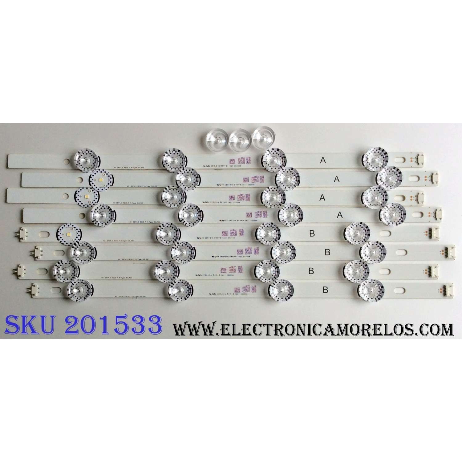 KIT DE LED´S PARA TV (8 PIEZAS) / LG 6916L-0884A / 6916L-0885A / DRT4.0 REV0 7 A-TYPE SVL400 / DRT4.0 REV0 7 B-TYPE SVL400 / 0884A / 0885A / 002S5B / 003S5B / MODELO 48LA5300-UA