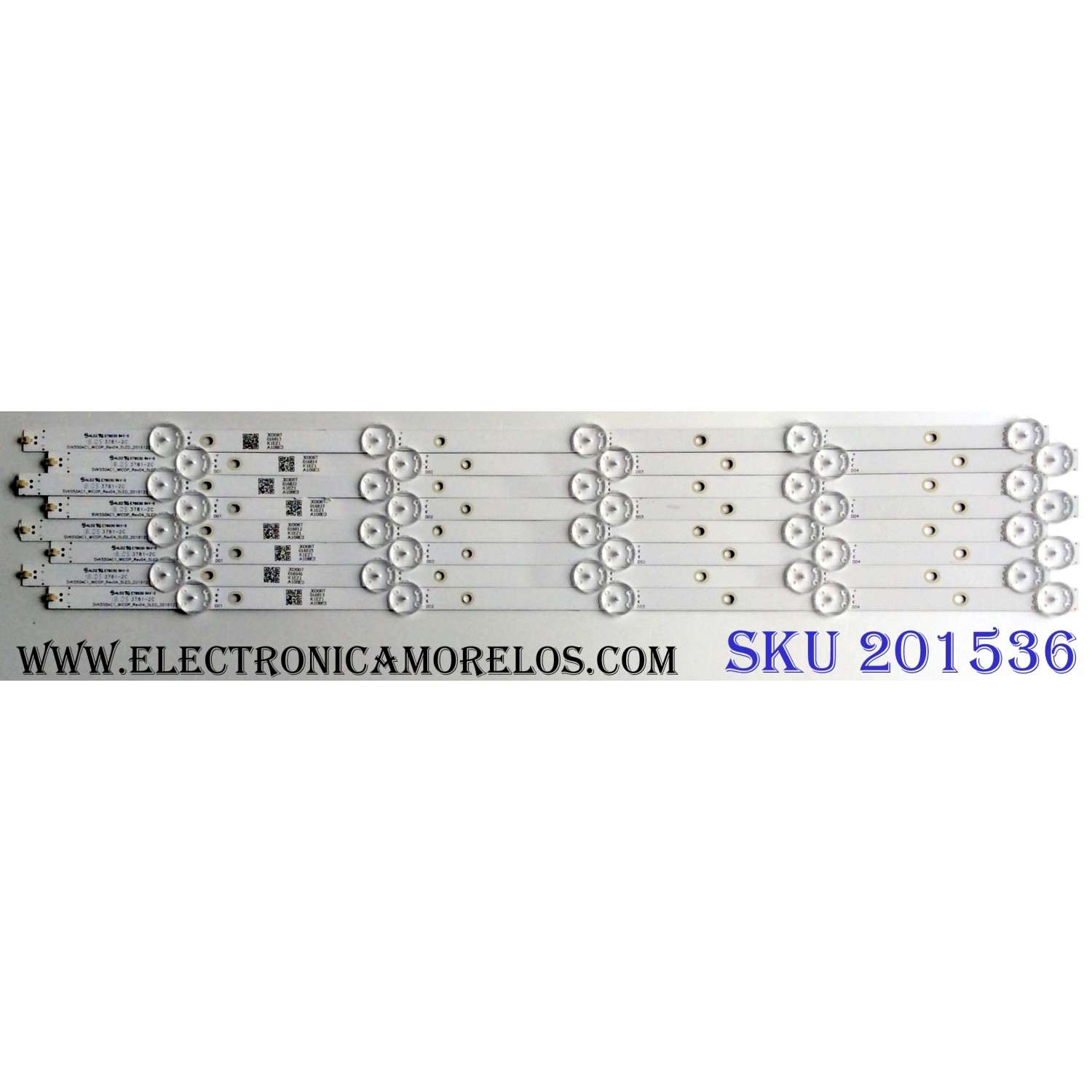 KIT DE LED´S PARA TV (8 PIEZAS) / TOSHIBA SVK550AC1 / SVK550AC1_WICOP_Rev04_5LED_20161212 / SVK550AC1_WICOP_Rev05_5LED_2019117 / PANEL K550WDRB / MODELOS 55LF621U19 / 55LF621U19 Rev.A / 55LF721U20