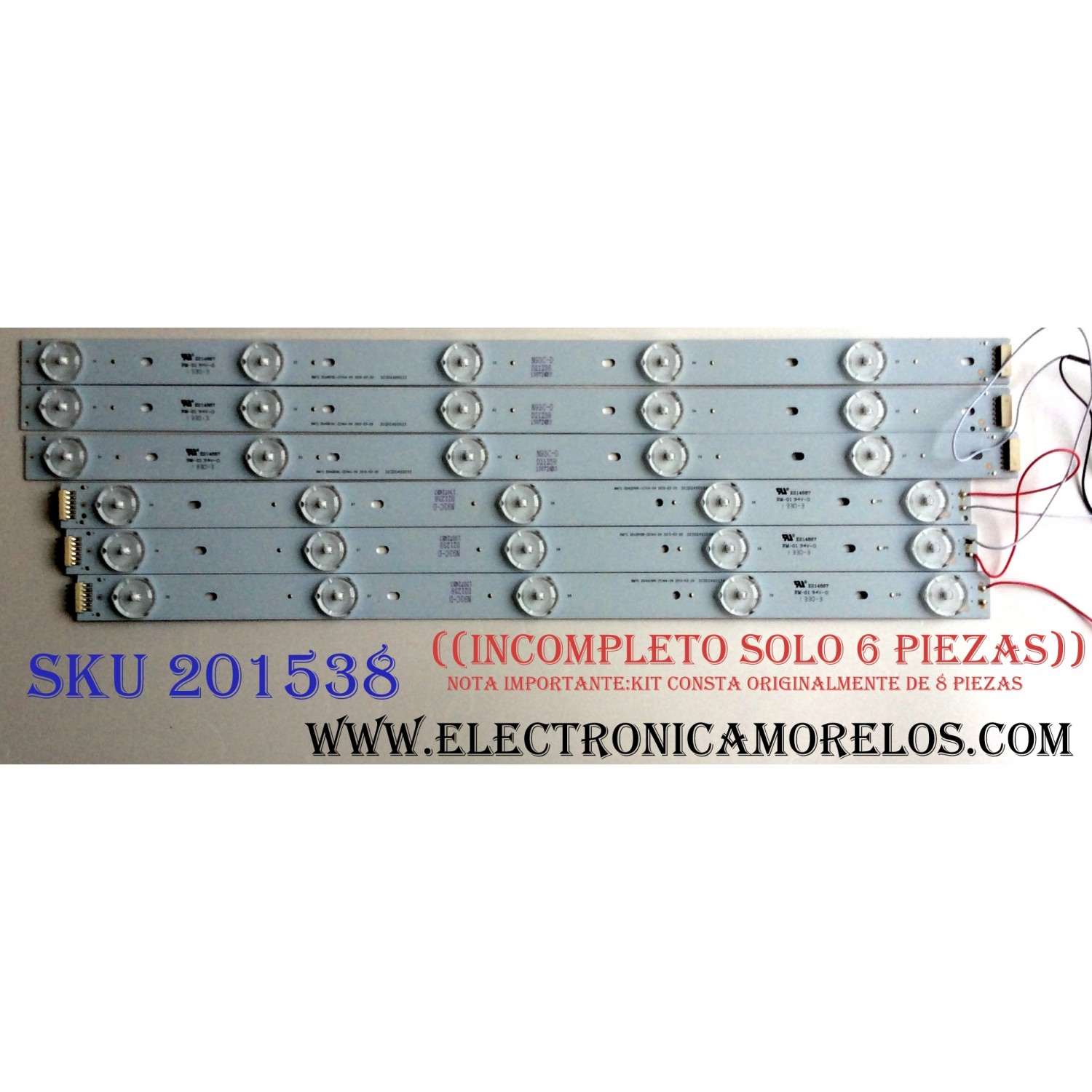 KIT DE LED´S PARA TV (SOLO 6 PIEZAS) / 303DG400034 / 303DG400033 / E214887 / N93C-D / D21238 / 130724B3 / BMTC / DG40D10R-ZC14A-04 / DG40D10L-ZC14A-04 / PANEL / MODELO / NOTA IMPORTANTE:KIT CONSTA ORIGINALMENTE DE 8 PIEZAS ((INCOMPLETO SOLO 6 PIEZAS))