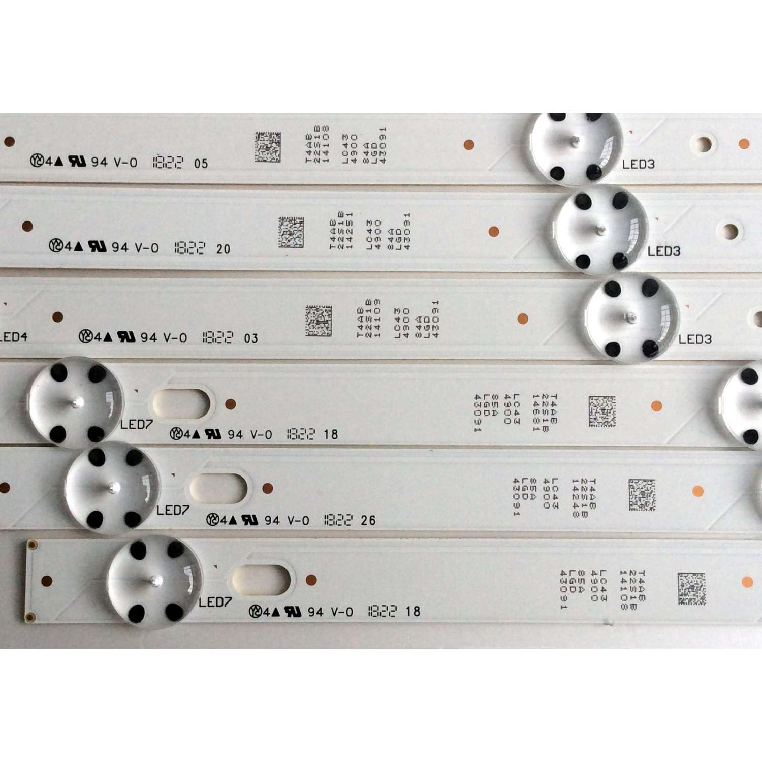 KIT DE LED´S PARA TV LG ((6 PIEZAS)) / NUMERO DE PARTE SSC_43UK63_A_S / SSC_43UK63_B_S / SSC_43UK63_7LED_REV01_180228 / LGD43091 / A-TYPE LC43490084A / B-TYPE LC43490085A / PANEL NC430DGG / NC430DUE / MODELOS 43UK6200PUA-UA / 43LM5700PUA / 43UN7000PUB - Imagen 3