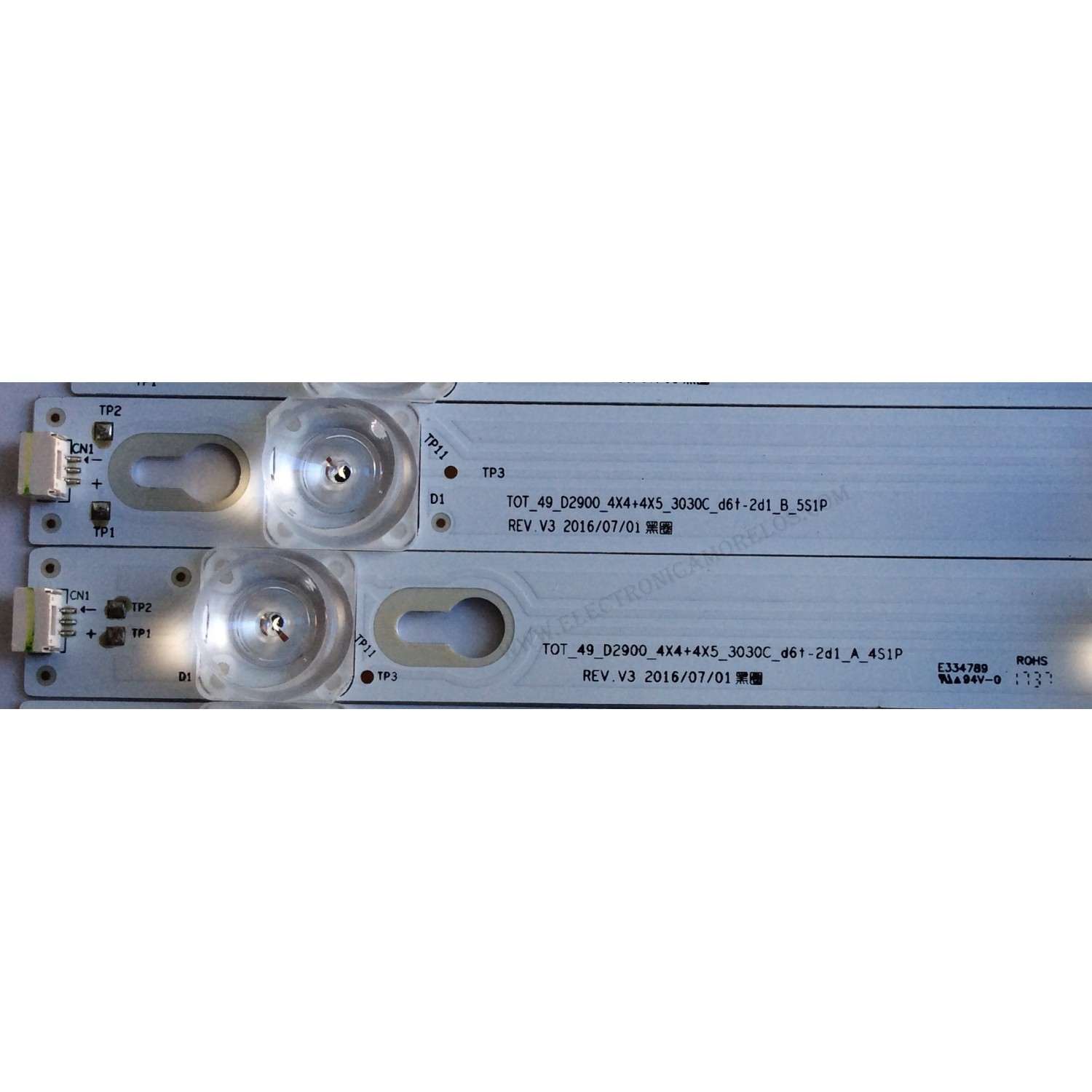 KIT DE LED'S PARA TV ((8 PIEZAS)) / NUMERO DE PARTE 4C-LB4904-YH04J / 4C-LB4905-YH04J / TOT_49_D2900_4X4+4X5_3030C_D6t-2d1_A_4S1P / TOT_49_D2900_4X4+4X5_3030C_D6t-2d1_B_5S1P / PANEL LVU490ND1L / MODELOS 49S350 / 49S403TCBA / 49S403TBAA - Imagen 2