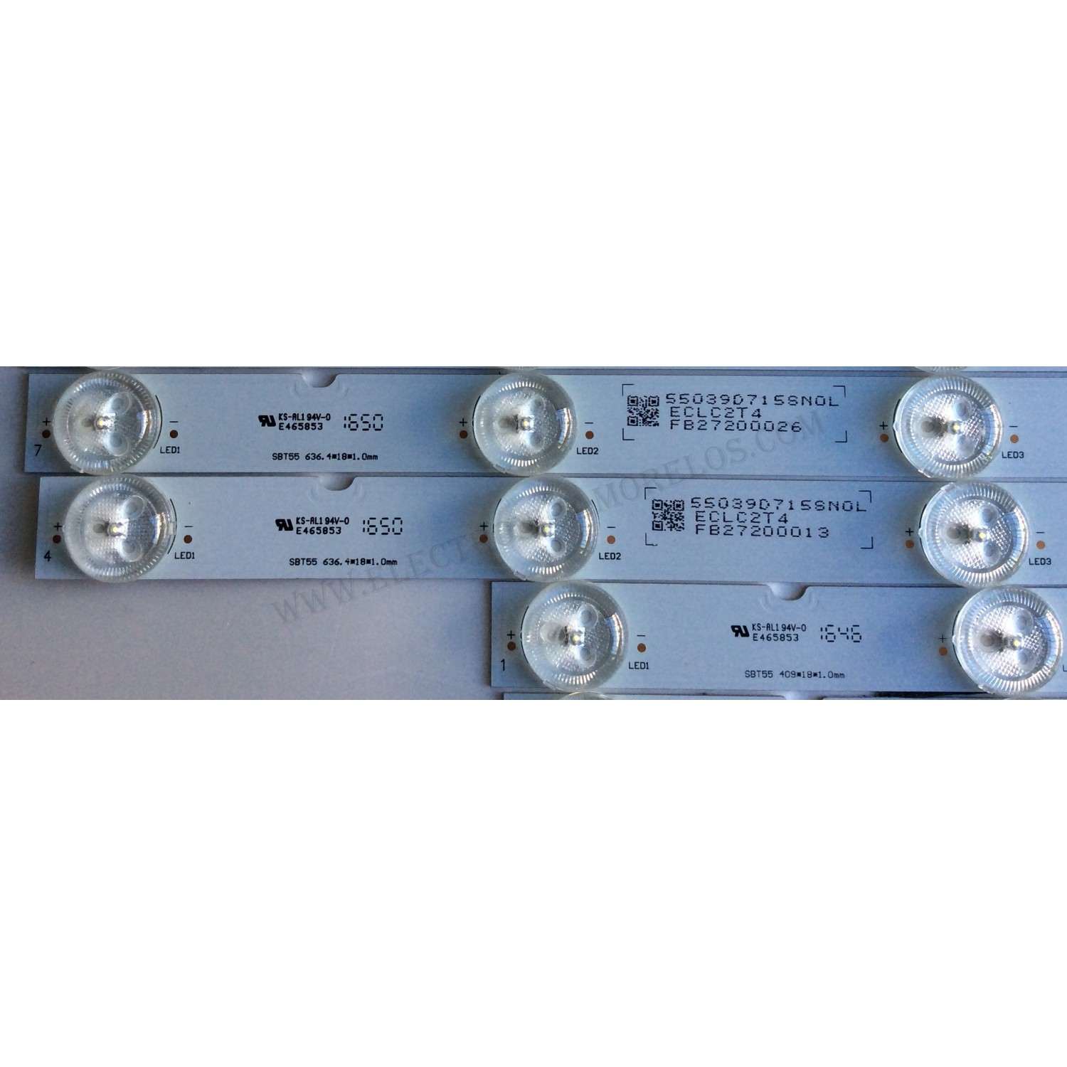 KIT DE LED´S PARA TV ((INCOMPLETO SOLO 13 PIEZAS)) / SONY SBT55 636 / SBT55 409 / 55039D715SNOR / 55039D715SNOL / ECLC2T4 / E465853 / PANEL`S YD7S550DND01B / A2170004A / MODELO XBR-55X900E - Imagen 2