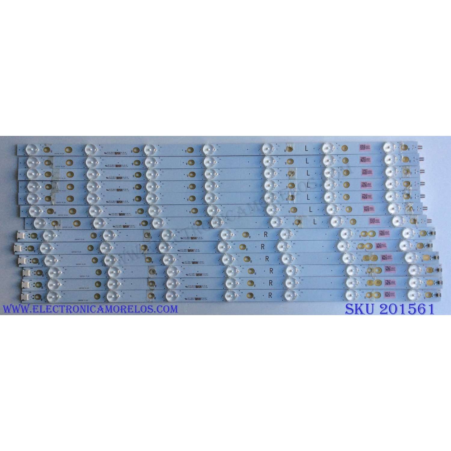 KIT DE LED´S PARA TV (13 PIEZAS) / INSIGNIA LB55120 V0_00 (7 PIEZAS) / LB55120 V1_00 (6 PIEZAS) / 210BZ07DR / 210BZ07DL / 43030M04L / PANEL TPT550U2-D072.L REV:S01B / MODELO NS-55DR620NA18