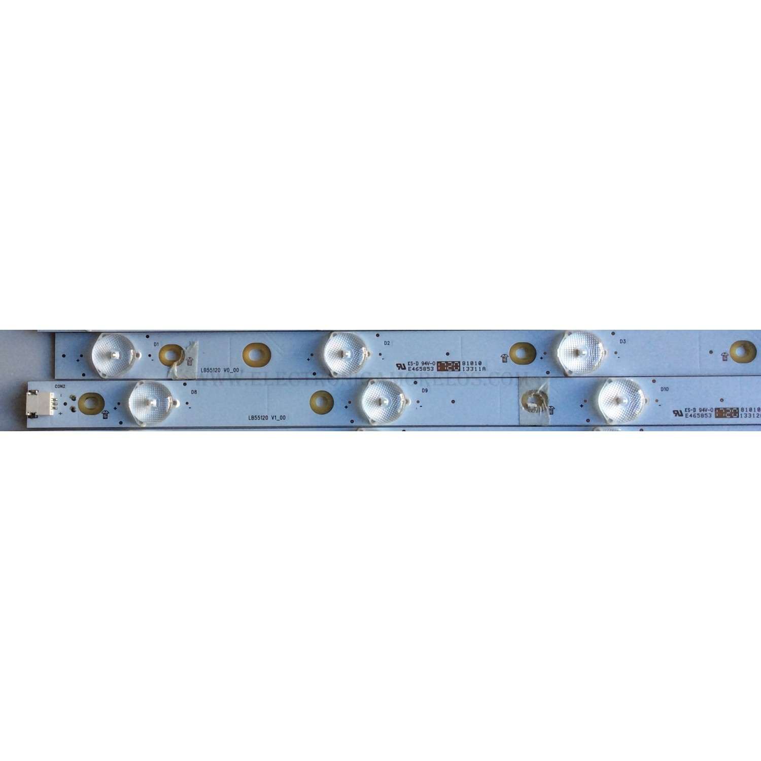 KIT DE LED´S PARA TV (13 PIEZAS) / INSIGNIA LB55120 V0_00 (7 PIEZAS) / LB55120 V1_00 (6 PIEZAS) / 210BZ07DR / 210BZ07DL / 43030M04L / PANEL TPT550U2-D072.L REV:S01B / MODELO NS-55DR620NA18 - Imagen 3