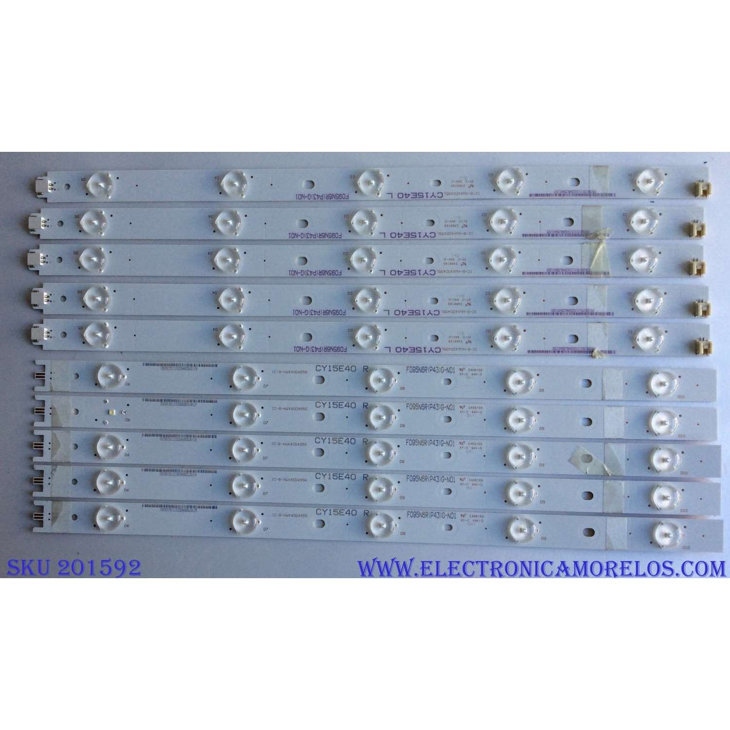 KIT DE LEDS PARA TV VIZIO ORIGINAL 10 PIEZAS / NUMERO DE PARTE IC-B-HWX40D495L / IC-B-HWX40D495R / 05638005052111 / 05638015011131 / E466169 / PANEL LSC400HN02-602 / LSC400HM10-S01 / MODELO E40-C2 / E40-C2 LWZQSFAR