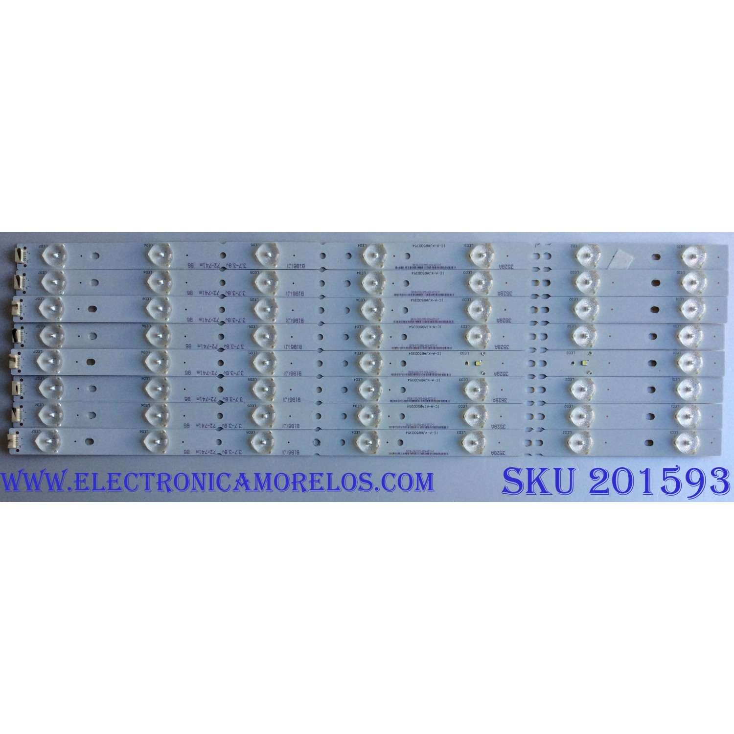 KIT DE LED´S PARA TV / RCA ((INCOMPLETO SOLO 8 PIEZAS)) V500HK1-PS6-12 / IC-A-KJAB50D354 / J-3129-R34 / MODELO LED50B45RQ	