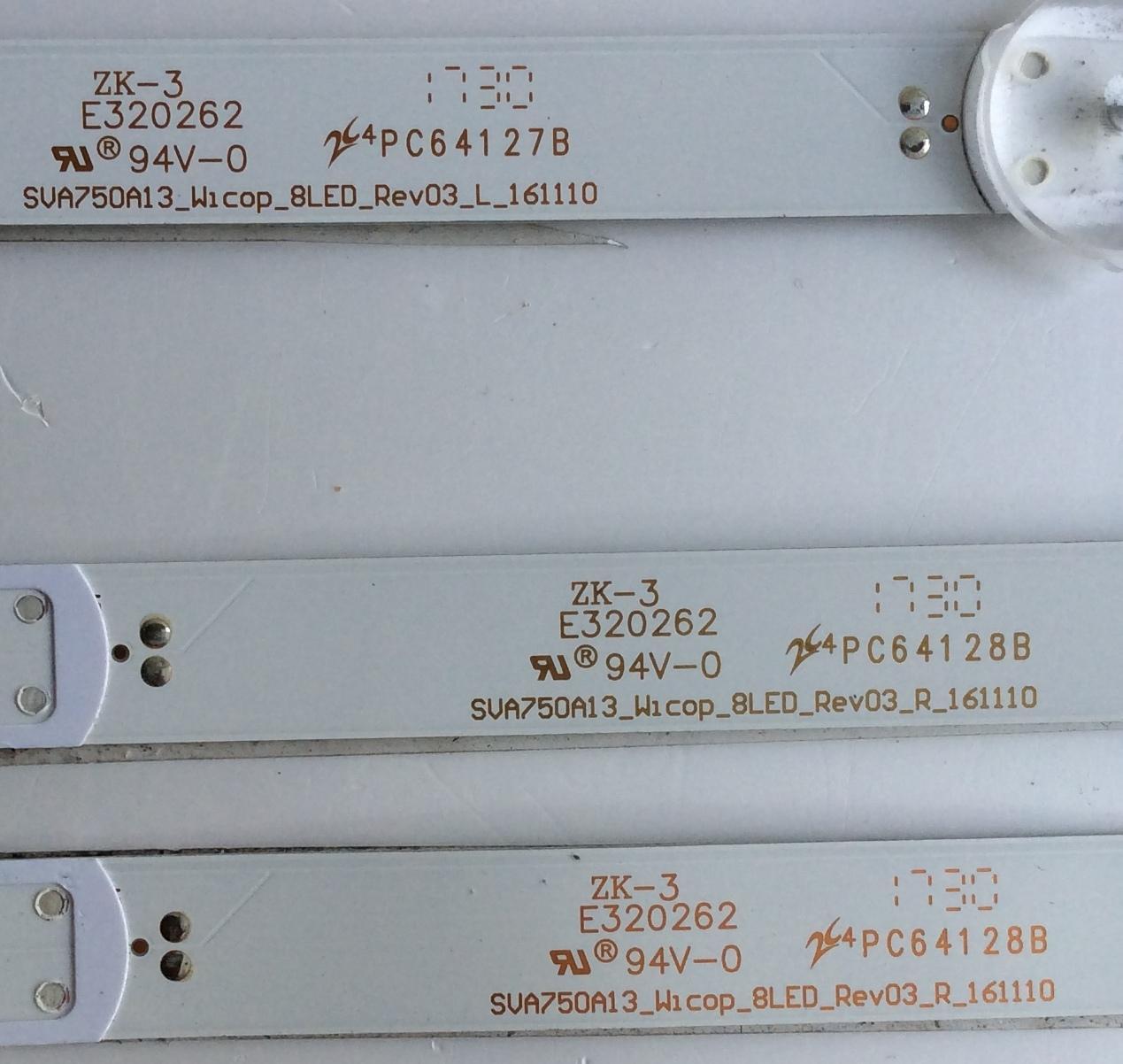 KIT DE LED´S PARA TV / VIZIO S750QF57 V.1 / SVA750A13_W1cop_BLED_Rev03_L_161110 / PC64127B / ZK-3 E320262 / 58.75S0H.E01 / 58.75S0H.E02 / MODELO E75-E1 LTMAGRMT	 - Imagen 3