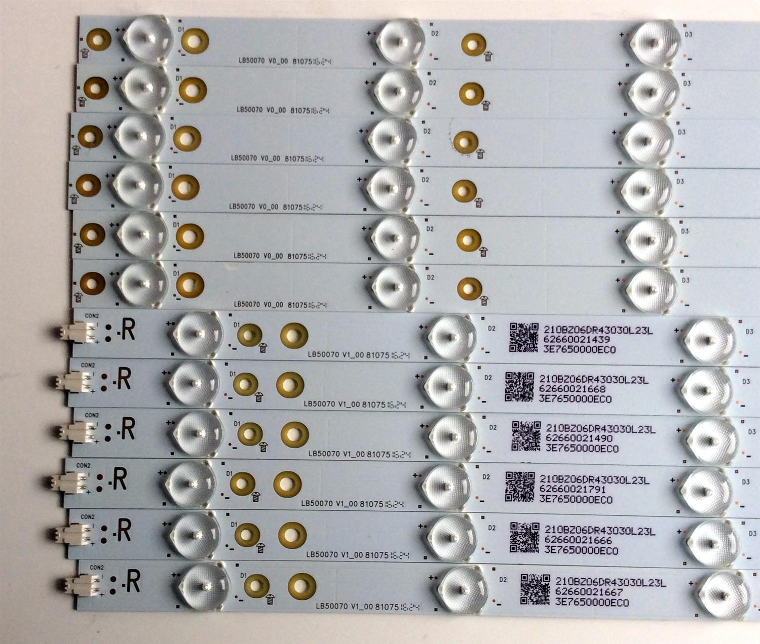 KIT DE LED'S PARA TV (12 PIEZAS) / VIZIO LB50070 / LB50070 V1_00 81075 / 210BZ06DR43030L23L / 3E7650000EC0 / PANEL TPT500J1-HVN07.U / MODELO D50N-E1 / D50N-E1 LTMWVTCT - Imagen 3