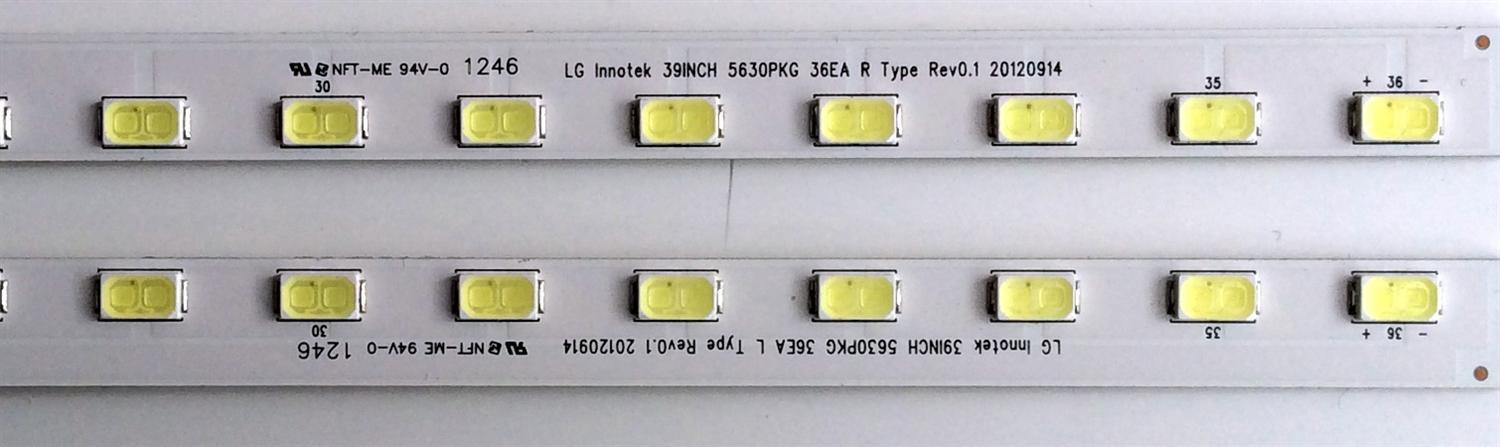 KIT DE LED'S PARA TV (2 PIEZAS) / LG INNOTEK 39INCH 5630PKG 36EA R TYPE RE0.1 20120914 / LG INNOTEK 39INCH 5630PKG 36EA L TYPE RE0.1 20120914 / 1246 / PANEL T390HVN01.V0 - Imagen 3
