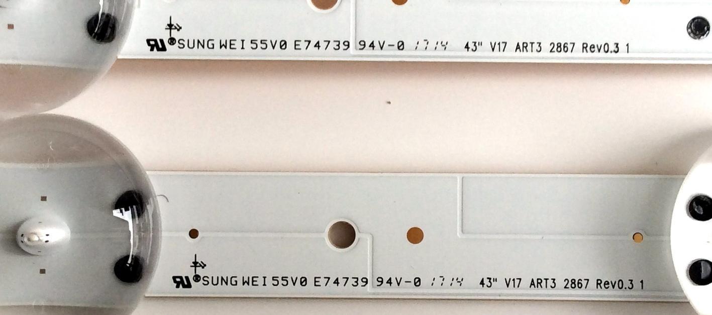 KIT DE LED'S PARA TV LG ((2 PIEZAS)) / NUMERO DE PARTE 6916L-2867A / 6916L2867A / SUNG WE155V0 E74739 / E84D1711A00540 / E84D1711A00539 / ART3 2867 REV0.3 1 / V17 43 / PANEL LC430DGG (FK)(M3) / MODELO 43UV340H-UA / 43UV340H-UA.BUSYLJM - Imagen 3