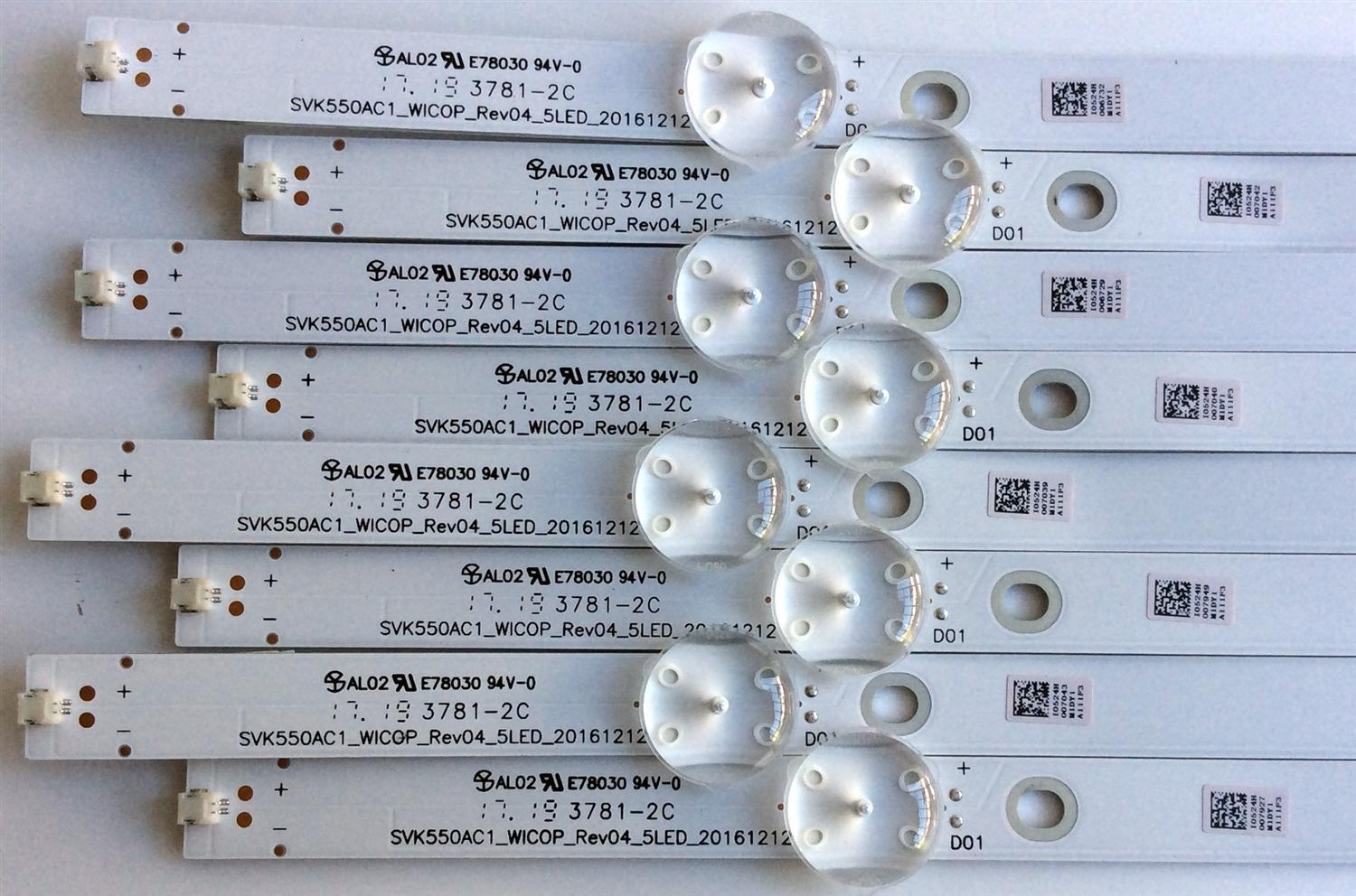 KIT DE LED'S PARA TV (8 PIEZAS) / TOSHIBA SVK550AC1 / SVK550AC1_WICOP_Rev04_5LED_20161212 / E78030 / I0524H / M1DY1 / A111F3 / PANEL K550WDRA / K550WDRAHL350A700 / MODELO 55L711U18 / 55L711U18 / 55LF711U20 - Imagen 2