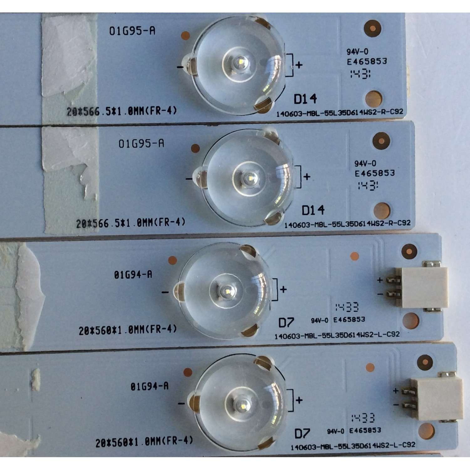 KIT DE LED´S PARA TV ( 12 PIEZAS) / VIZIO 140603-MBL-55L35D614WS2-L-C92 / 140603-MBL-55L35D614WS2-R-C92 / 01G95-A / 01G94-A / E465853 / 056380050381G / PANEL LC558DUJ (SG)(E3) / MODELO E550I-B2E - Imagen 2