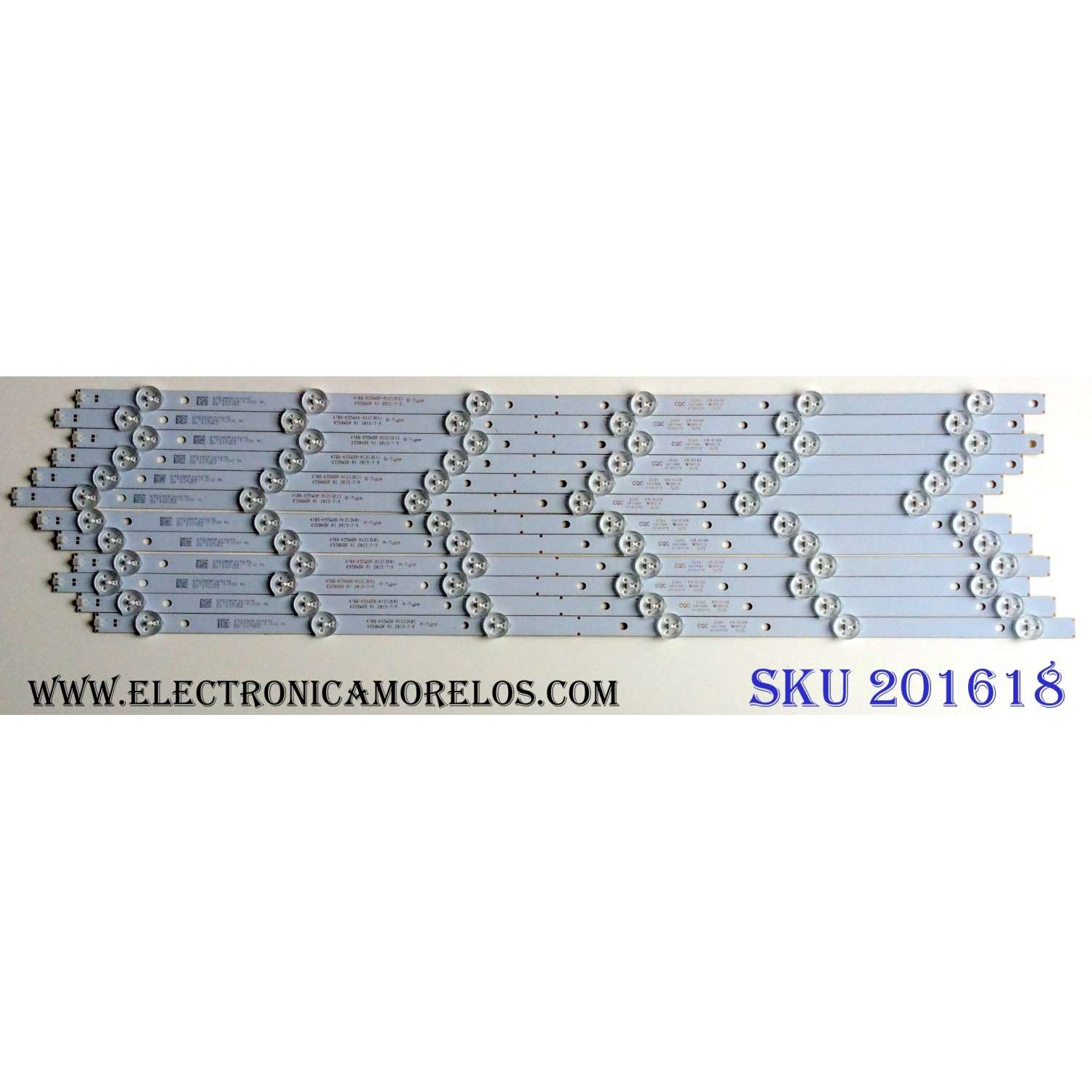 KIT DE LED'S PARA TV (12 PIEZAS) / TOSHIBA 4708-K55WDR-A1213K01 / 4708-K55WDR-A1213K11 / E477989 / K550WDR169015 / S-T310-B4-T-232 / 471R1P79 / KB-6160 / PANEL K550WDR1 / MODELO 55L421U / 55L421U Rev.A