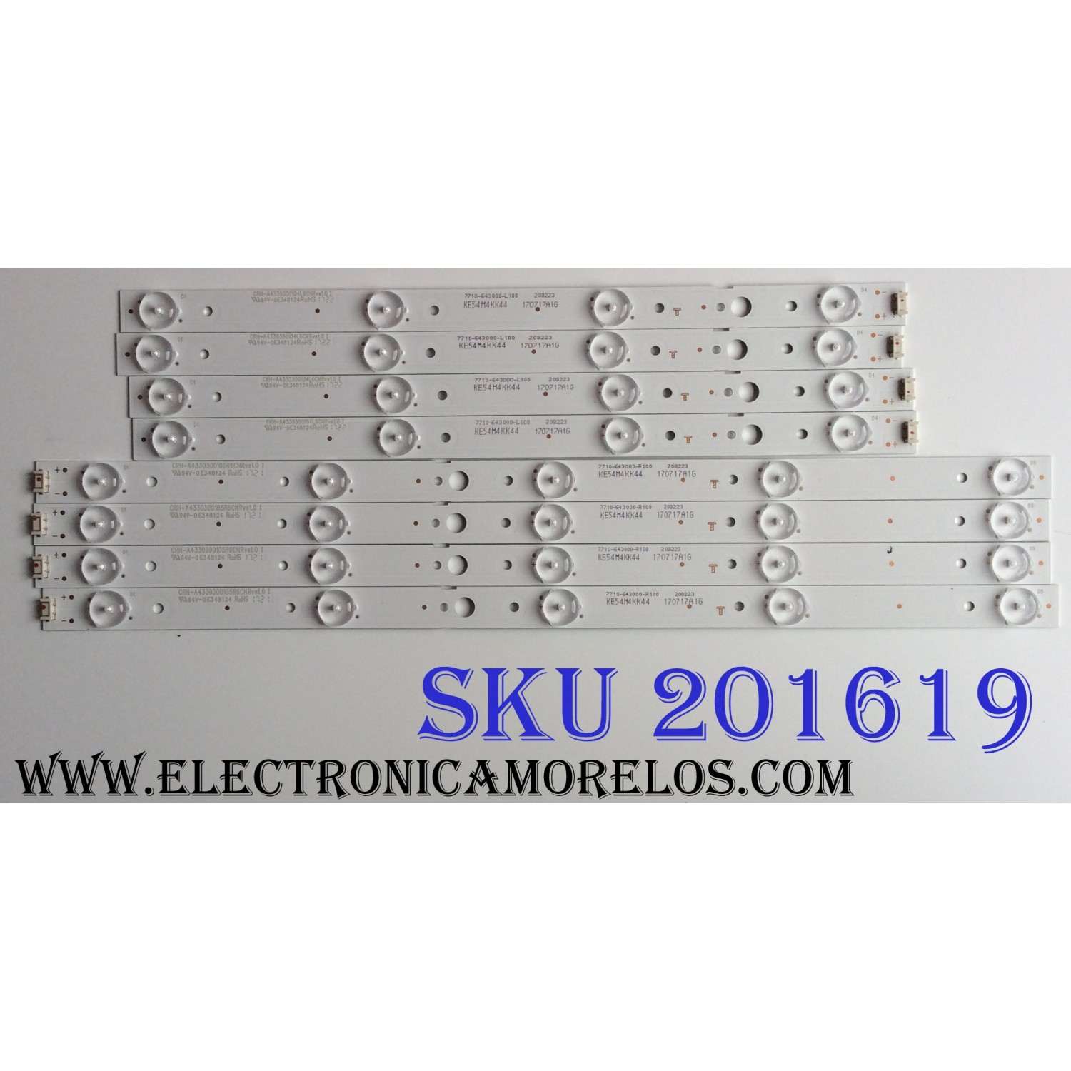 KIT DE LED'S PARA TV (8 PIEZAS) / LG / 170717A1G / KE54M4KK44 / 7710-64300-L100 / 208223 / 170717A1G / CRH-A4330300104L6CNRve1.0 / PANEL RLD430WY (LD0-304) / MODELO 43UJ6200-UA / 43UJ6200-UA.CUSYLH