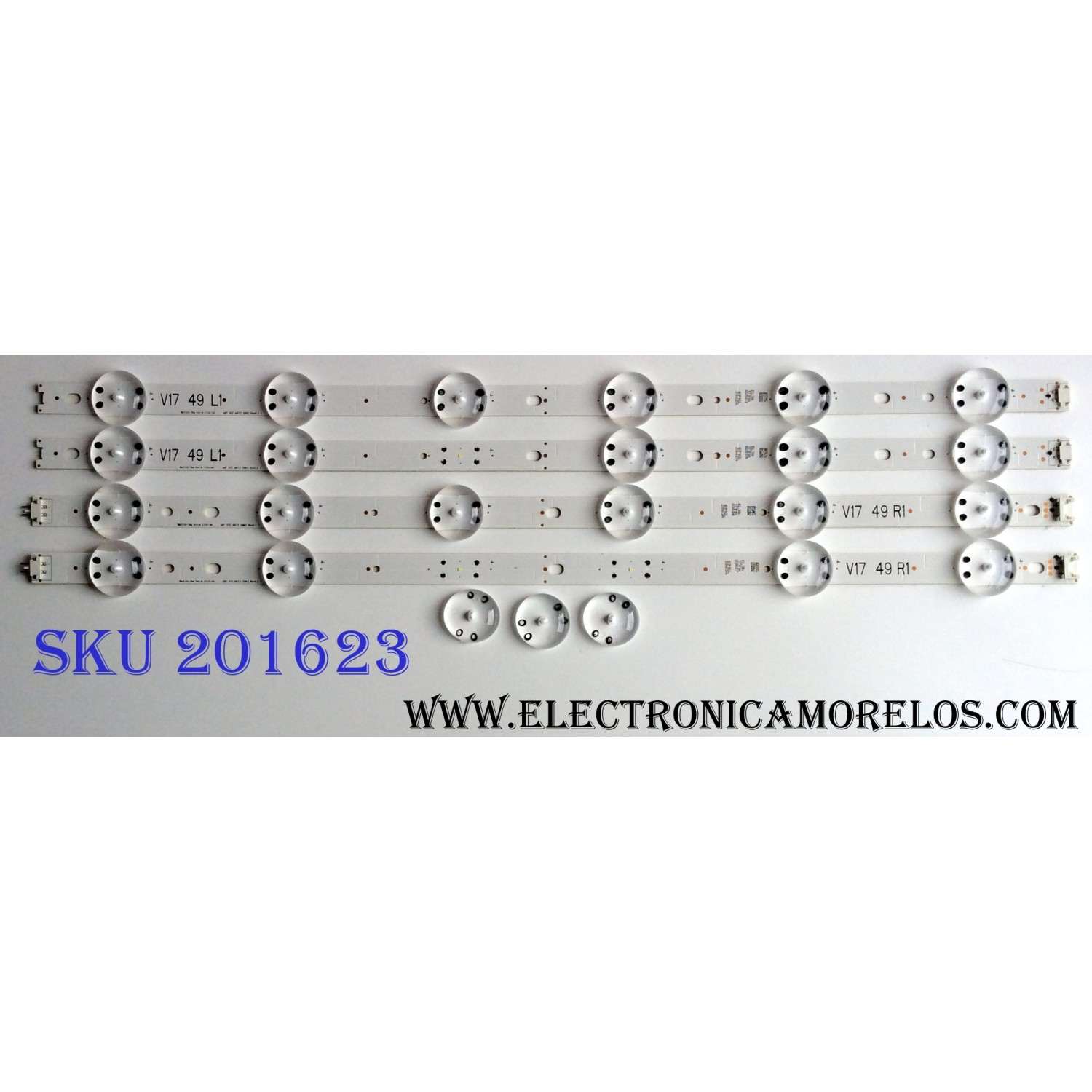 KIT DE LEDS ORIGINAL PARA TV LG 4 PIEZAS / NUMERO DE PARTE 6916L-2862A / 6916L-2863A / 49" V17 ART3 2863 Rev0.2 1 / 6916L2862A / 6916L2863A / PANEL LC490DGG / MODELOS 49UV340C-UB / 49UV340C-UB.AUSYLJR / 49UJ6500-UB.BWM4LJR