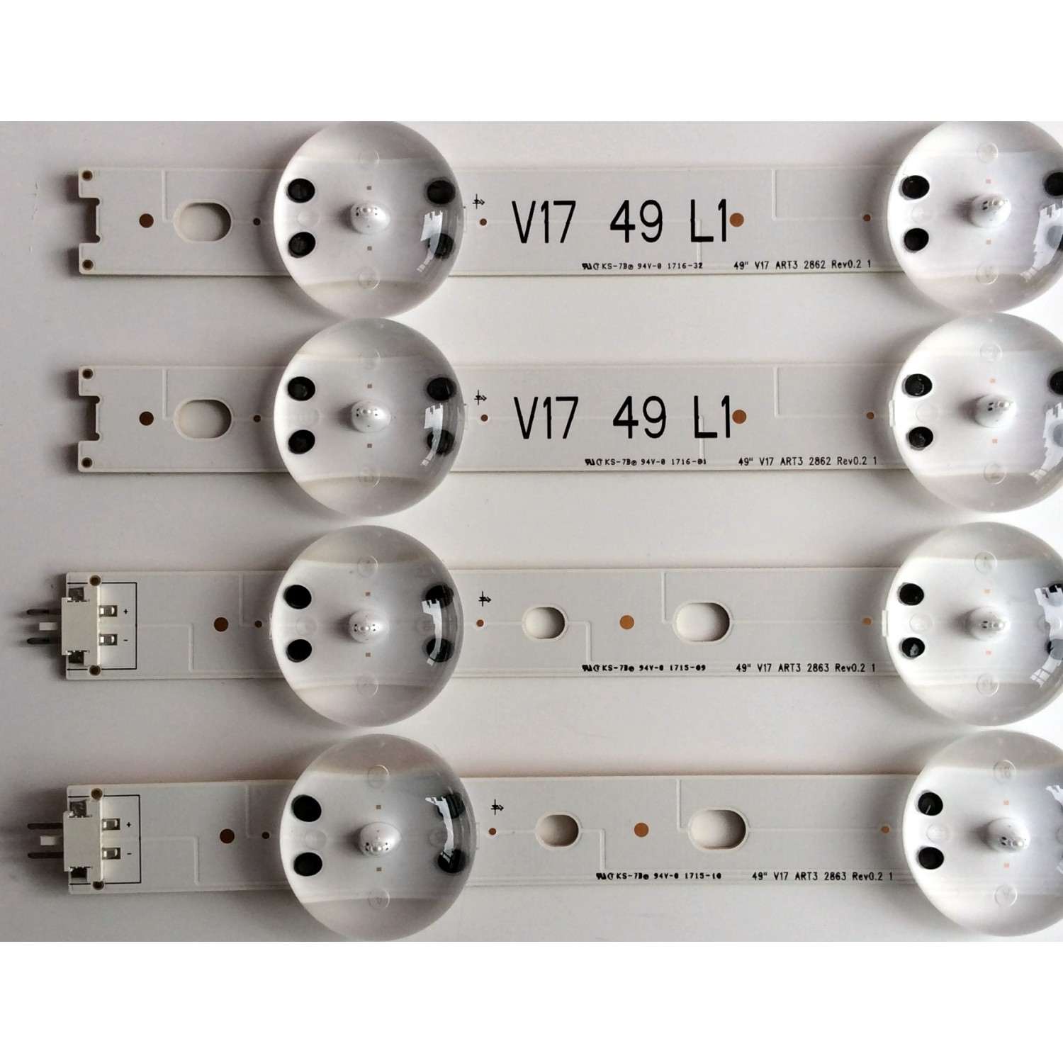 KIT DE LEDS ORIGINAL PARA TV LG 4 PIEZAS / NUMERO DE PARTE 6916L-2862A / 6916L-2863A / 49" V17 ART3 2863 Rev0.2 1 / 6916L2862A / 6916L2863A / PANEL LC490DGG / MODELOS 49UV340C-UB / 49UV340C-UB.AUSYLJR / 49UJ6500-UB.BWM4LJR - Imagen 2