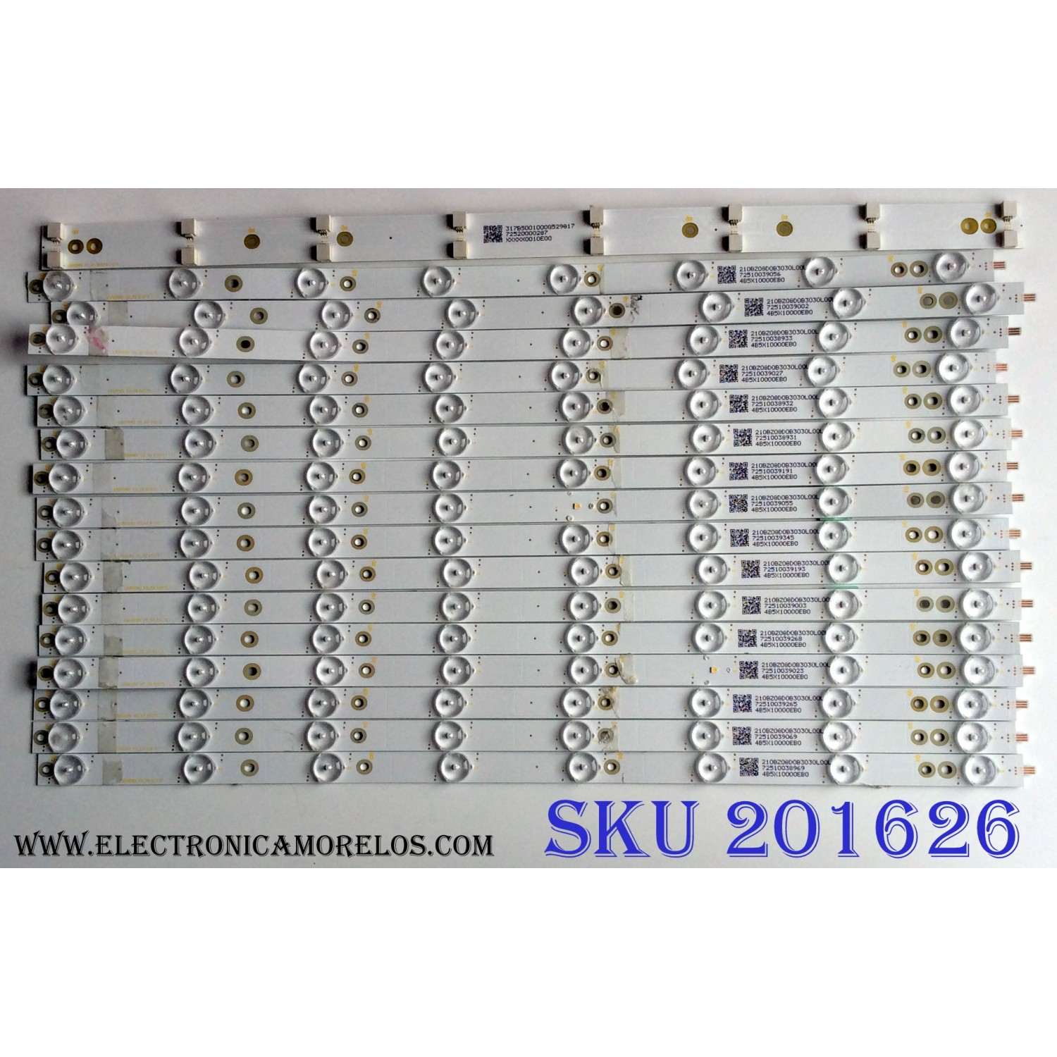 KIT DE LED'S PARA TV VIZIO (16 PIEZAS) / NUMERO DE PARTE LB50080 V0_00 / LB50080 V1_01 / LB50080 V0_00 81075 / LB50080 V1_01 81075 / 210BZ08D0B3030L00L / 1D5Y00000EA0 / PANEL TPT500U1-QVN03.U REV:S7B0A / MODELO M50-E1