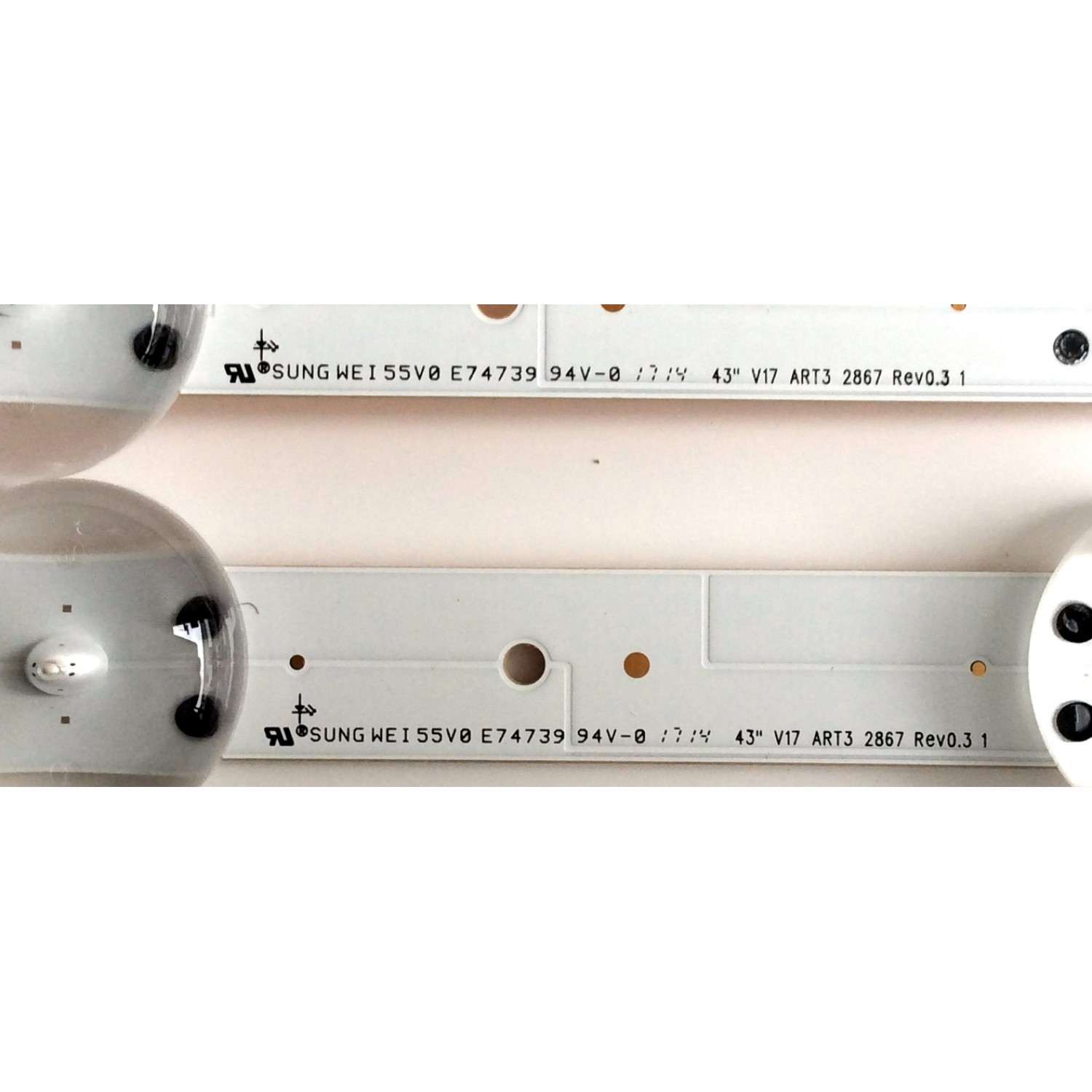 KIT DE LED'S PARA TV LG ((2 PIEZAS)) / NUMERO DE PARTE 6916L-2867A / 6916L2867A / SUNG WE155V0 E74739 / E84D1711A00540 / E84D1711A00539 / ART3 2867 REV0.3 1 / V17 43 / PANEL LC430DGG (FK)(M3) / MODELO 43UV340H-UA / 43UV340H-UA.BUSYLJM - Imagen 3