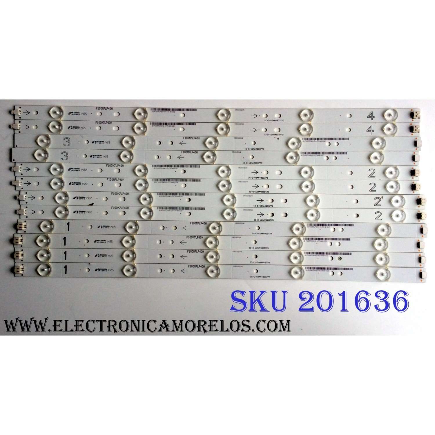 KIT DE LED'S PARA TV (12 PIEZAS) / SHARP E306084 / F100M7LP40H / 0981010221A9 / IC-C-VZAA48D377A / 0981010221AA / IC-D-VZAA48D377B / 0981010221AB / IC-C-VZAA48D377C / 0981010221AC / IC-D-VZAA48D377D / PANEL / MODELO LC-48LE551U