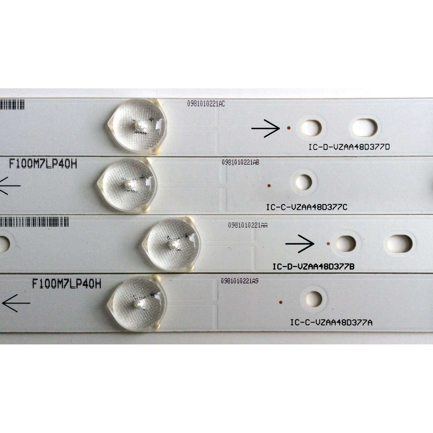 KIT DE LED'S PARA TV (12 PIEZAS) / SHARP E306084 / F100M7LP40H / 0981010221A9 / IC-C-VZAA48D377A / 0981010221AA / IC-D-VZAA48D377B / 0981010221AB / IC-C-VZAA48D377C / 0981010221AC / IC-D-VZAA48D377D / PANEL / MODELO LC-48LE551U - Imagen 4