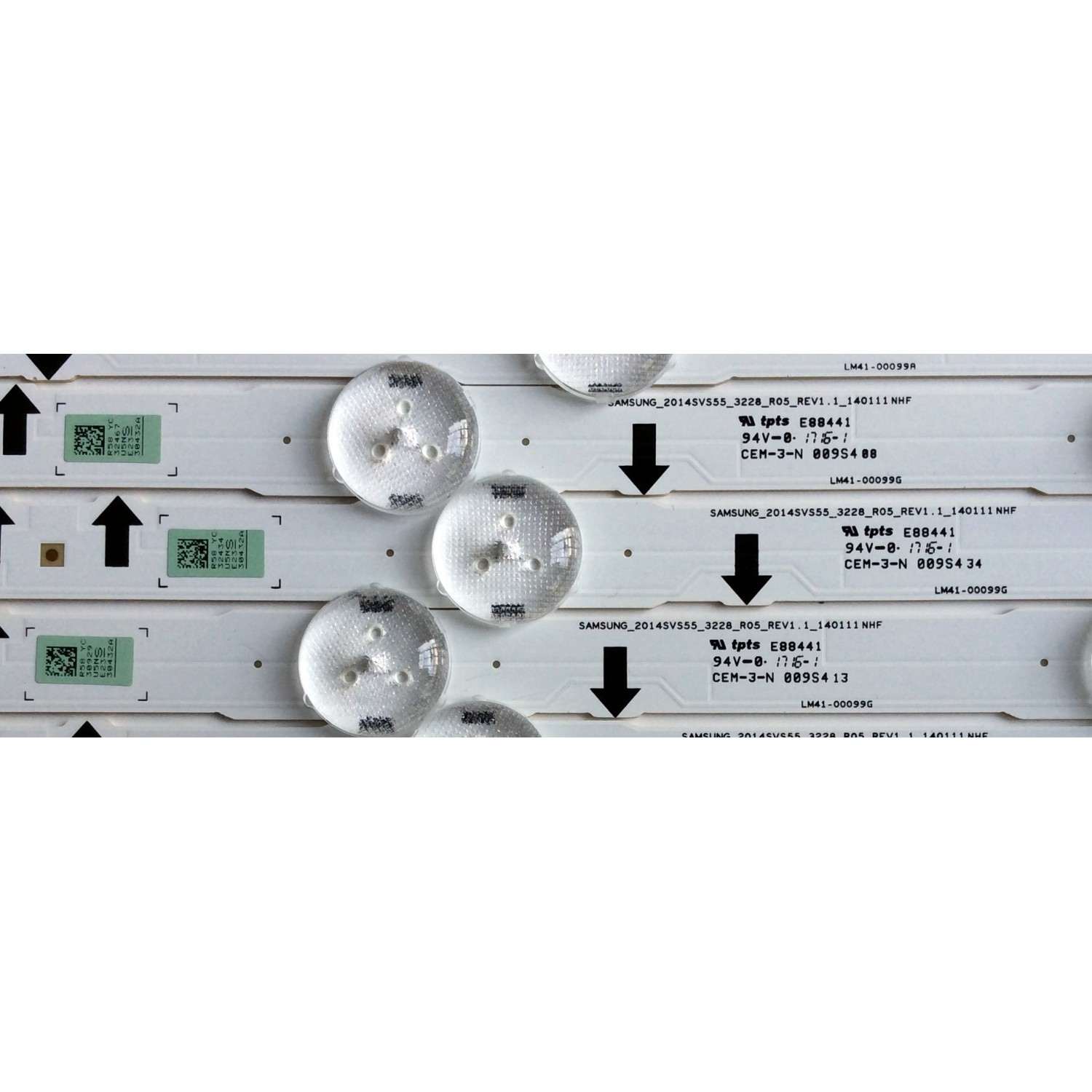KIT DE LED'S PARA TV SAMSUNG (12 PIEZAS) / NUMERO DE PARTE D4GE-550DCA3-R3 / D4GE-550DCB-R3 / LM41-00099A / LM41-00099G / E88441 / 2014SVS55 / 140111 / BN96-30431A / BN96-30432A / PANEL'S CY-GJ055BGAVYH / GJ055BGA-B1 / MODELOS HG55NE477 / LH55DMEPLGA/GO - Imagen 5