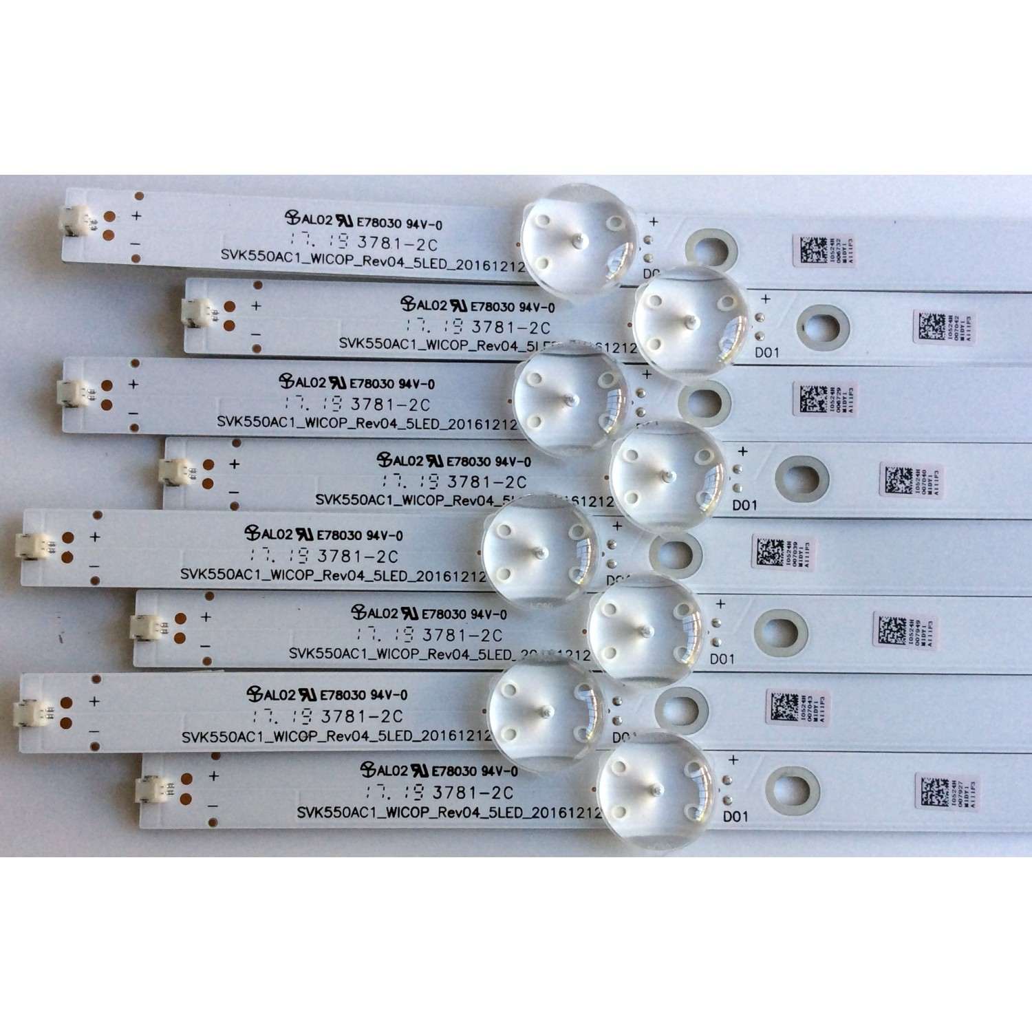 KIT DE LED'S PARA TV (8 PIEZAS) / TOSHIBA SVK550AC1 / SVK550AC1_WICOP_Rev04_5LED_20161212 / E78030 / I0524H / M1DY1 / A111F3 / PANEL K550WDRA / K550WDRAHL350A700 / MODELO 55L711U18 / 55L711U18 / 55LF711U20 - Imagen 2