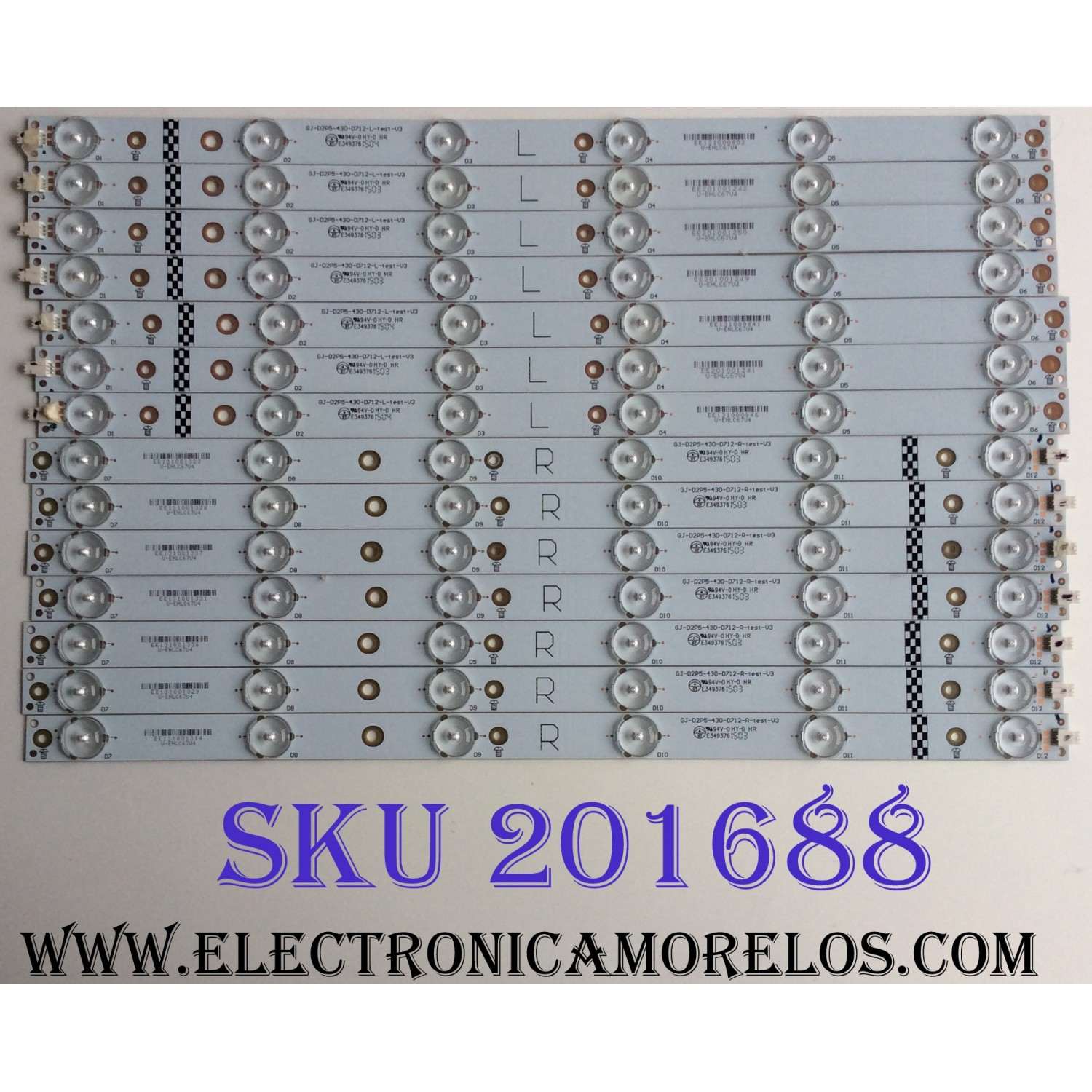 KIT DE LEDS PARA TV VIZIO ORIGINAL 14 PIEZAS / NUMERO DE PARTE GJ-D2P5-430-D712-L-TEST-V3 / GJ-D2P5-430-D712-R-TEST-V3 / GJ-D2P5-430-D712-L-V3-CB / U-EHLC67U4 / PANEL TPT430H3-QVN01.U REV: S000A / MODELOS M43-C1 / M43-C1 LTTWSPAR / M43-C1 LTTWSPCR