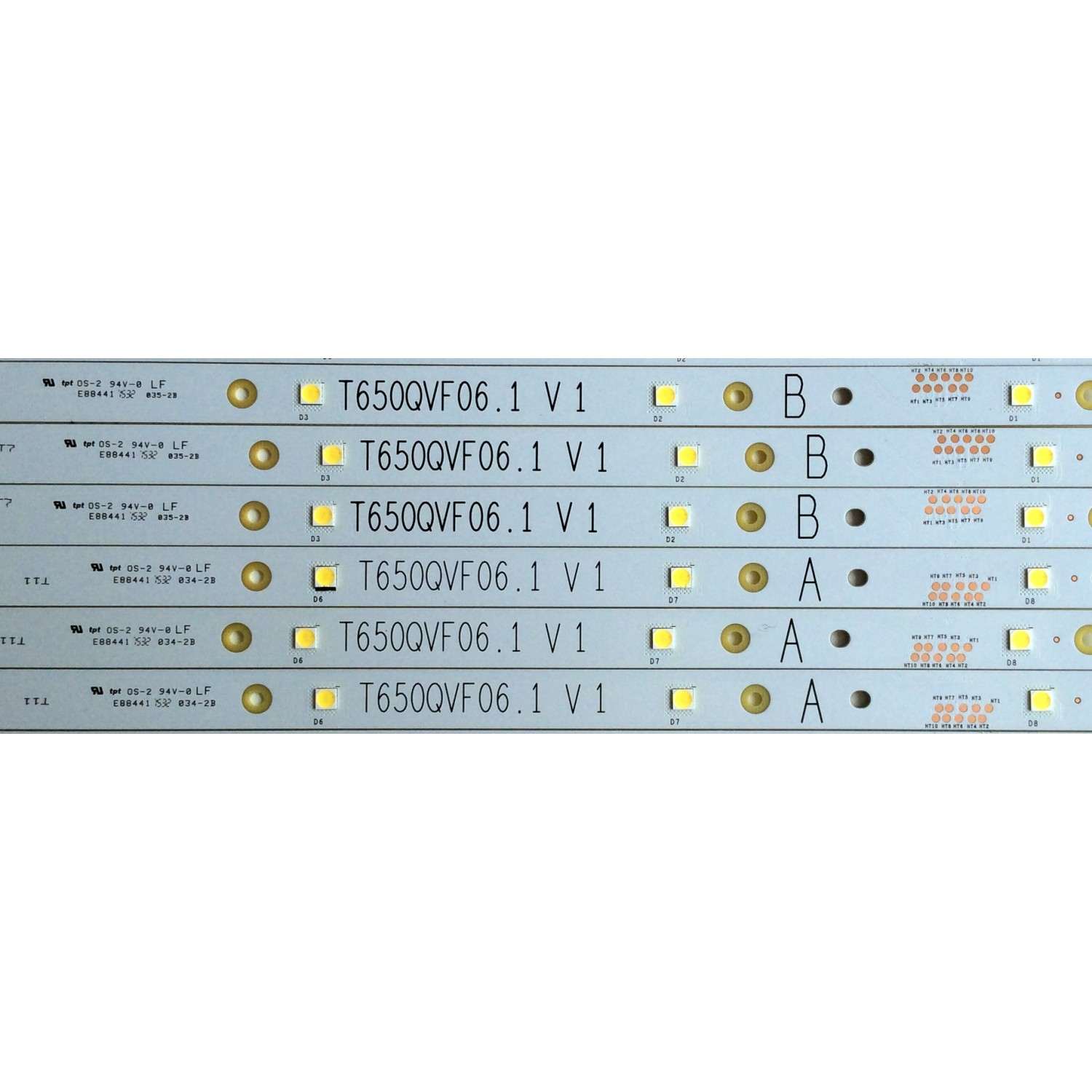KIT DE LED'S PARA TV VIZIO / NOTA IMPORTANTE: KIT ORIGINALMENTE 16 PIEZAS ((INCOMPLETO SOLO 15 PIEZAS)) / VIZIO T650QVF06.1 V1 / E88441 / ZE65T400023C7 PANEL T650QVF06 / MODELO P65-C1 - Imagen 2