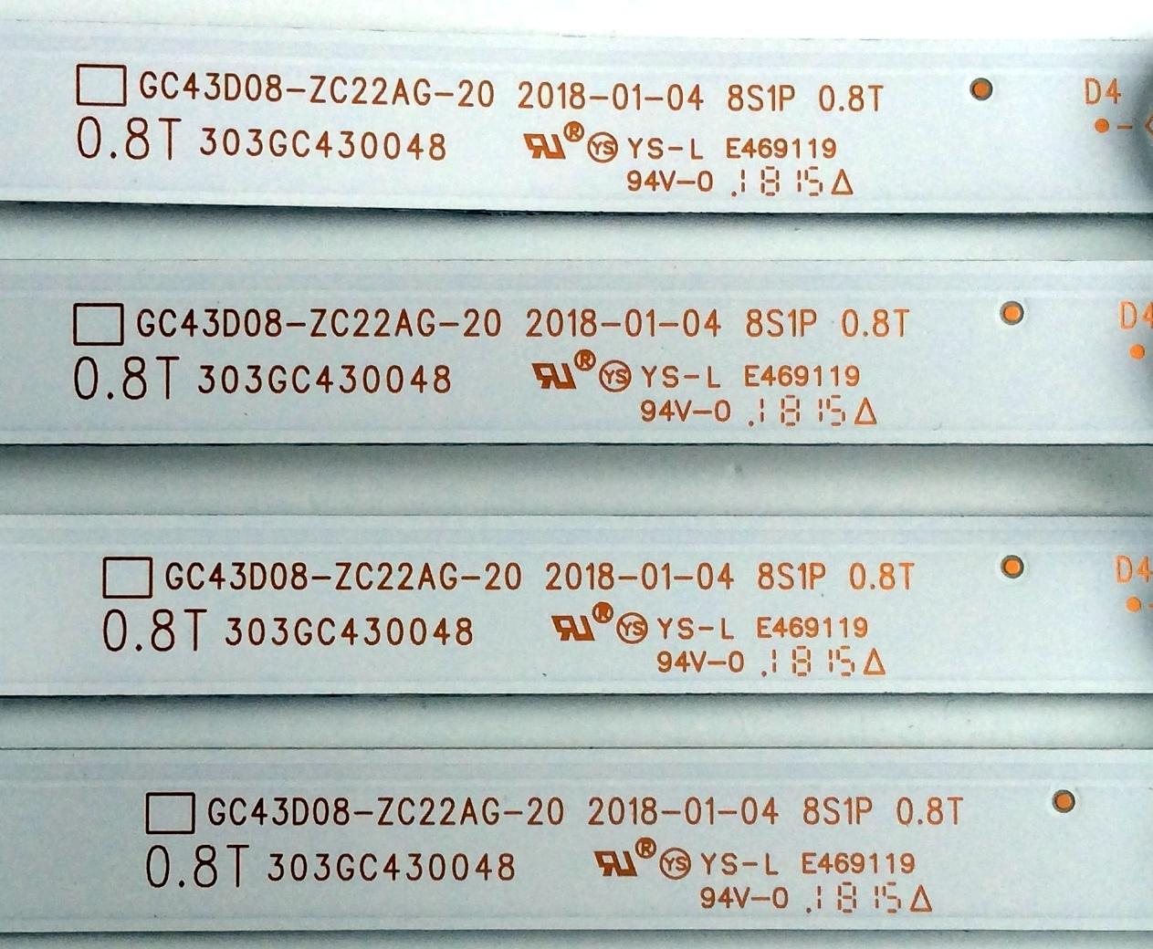 KIT DE LED'S PARA TV (4 PIEZAS) / SAMSUNG 303GC430048 / GC430M16 / GC43D08-ZC22AG-20 PANEL BOEI430WQ1 / MODELO UN43NU6950FXZA BZ01 - Imagen 2