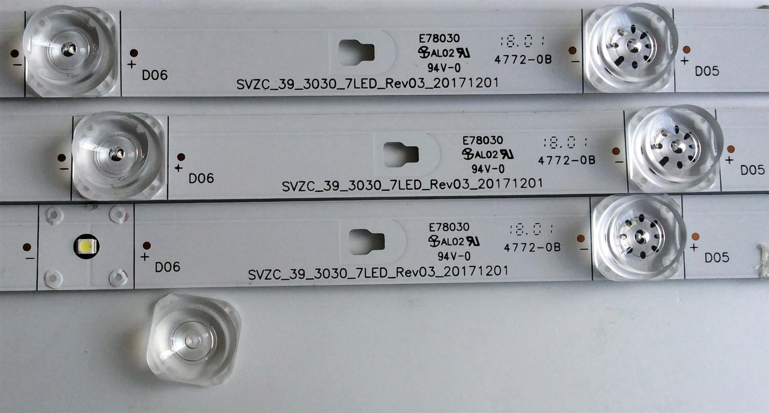 KIT DE LED'S PARA TV (3 PIEZAS) / INSIGNIA SVZC_39_3030_7LED_REV03_20171201 / E78030 / 532Y3850M01 / RUNTKD070 / MODELO NS-39D31DNA19 - Imagen 2