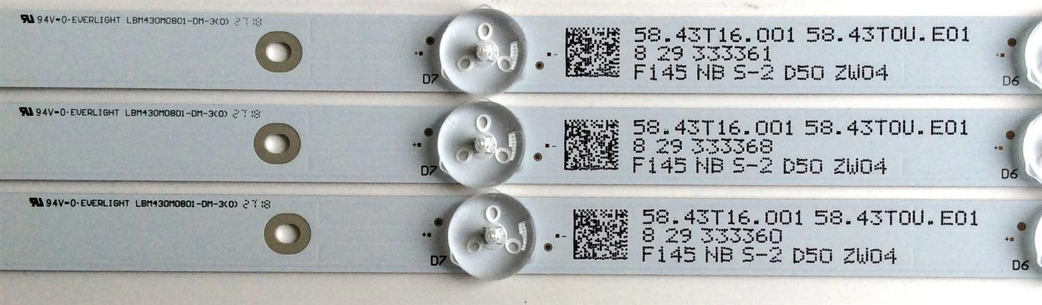 KIT DE LED'S PARA TV (3 PIEZAS) / SAMSUNG 58.43T16.001 / LBM430M0801-DM-3(0) / 58.43T0U.E01 / PANEL T430QN03.5 / MODELO UN43NU6900FXZA AZ02 - Imagen 3
