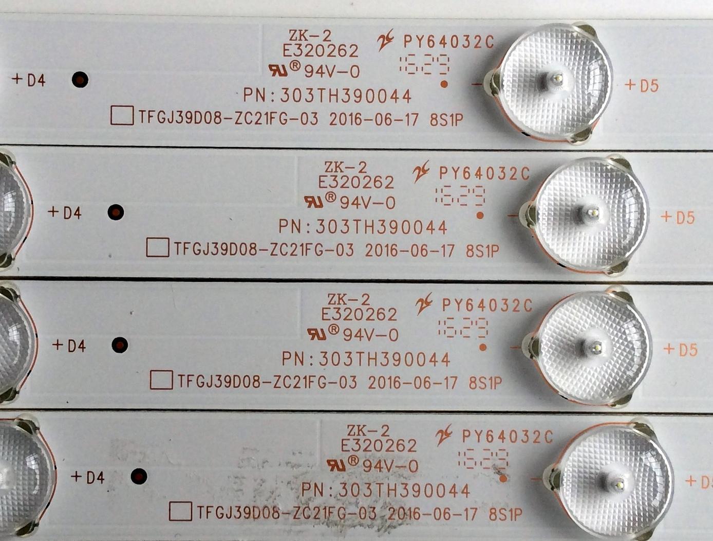 KIT DE LED'S PARA TV (4 PIEZAS) / ELEMENT 303TH390044 / TFGJ39D08-ZC21FG-03 / 125-130/2.9-3.0 / PANEL T390-DXB (P) -DLED / MODELO ELEFW3916 - Imagen 4