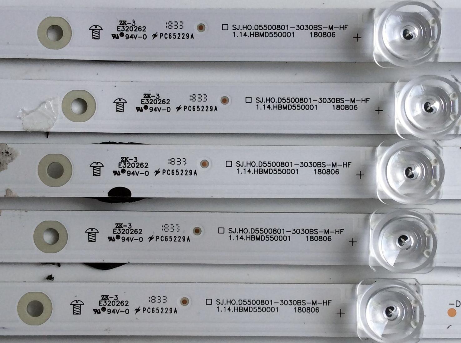 KIT DE LED' PARA TV (5 PIEZAS) / HISENSE SJ.HO.D5500801-3030BS-M-HF / 1.14.HBMD550001 / PANEL HD550S1U31-TXL2\S0\GM\ROH / MODELO LC-55Q7530U - Imagen 2