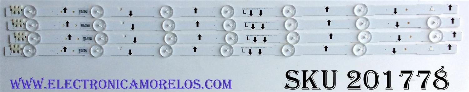 KIT DE LED'S PARA TV (4 PIEZAS) / SAMSUNG D4GE-320DC1-R2 / BN96-30442A / PANEL CY-GH032CSLV1H / MODELOS UN32H5500 / UN32H6350 / UN32J6300 / UE32H5570 / UA32J5500 / LT32E316 / HG32NE478 / LH32DCEMLGC/XL / LH32DCEMLGP / MODELOS COMPATIBLES EN DESCRIPCION