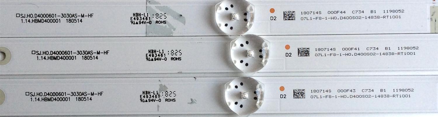 KIT DE LED'S PARA TV (3 PIEZAS) / SHARP SJ.H0.D4000601-3030AS-M-HF / 1.14.HBMD400001 / 180514 / 07L1-F8-1-H0.D400S02-14838-RT1001 / PANEL T390HVN04.0XL / MODELO LC-39LE55IU - Imagen 2
