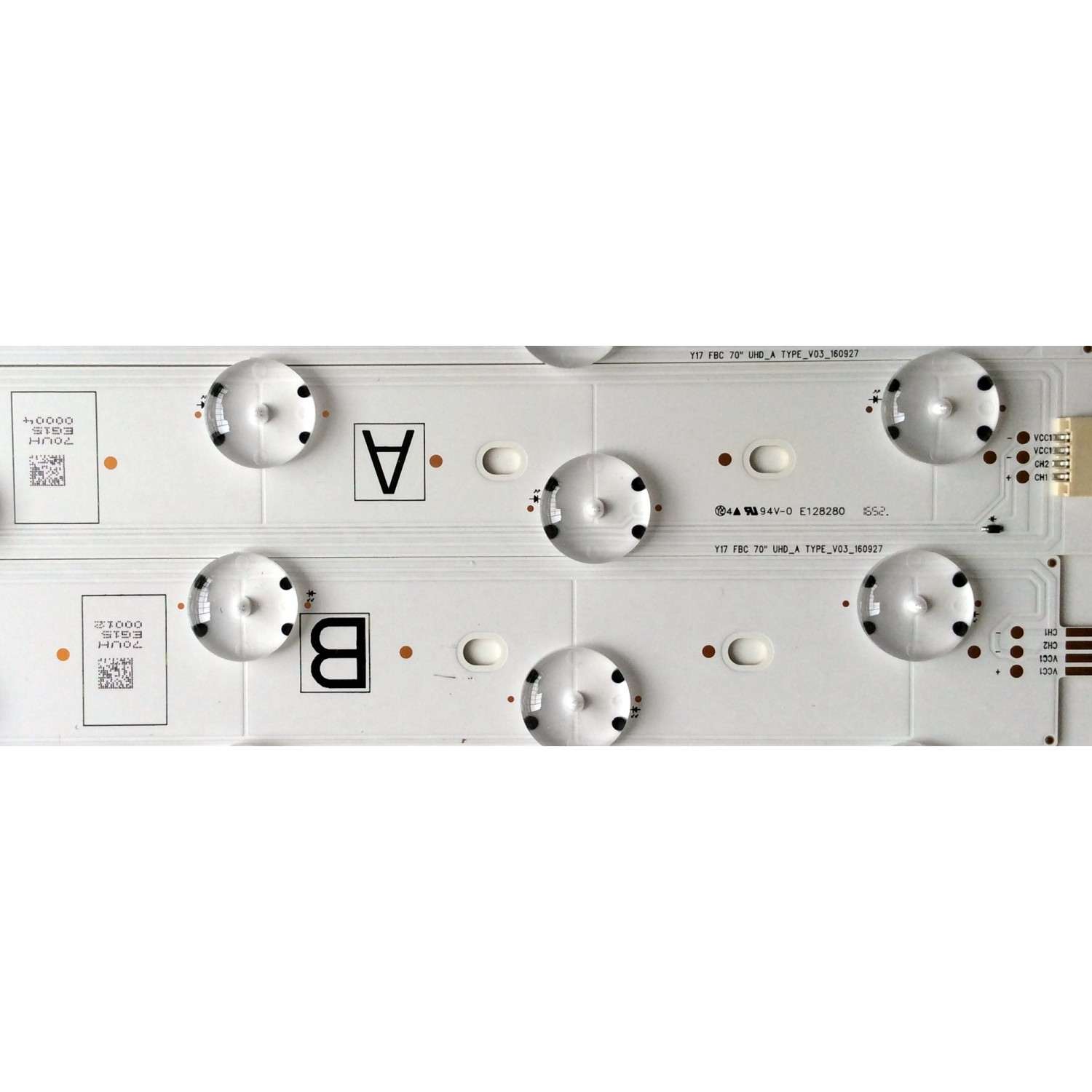 KIT DE LED'S PARA TV VIZIO (16 PIEZAS) / NUMERO DE PARTE Y17 FBC 70" UHD_A TYPE_V03_160927 / Y17 FBC 70" UHD_B TYPE_V01_160927 / 70UH CH19 / E128280 / PANEL S700FUA-4 / MODELO M70-E3 - Imagen 3