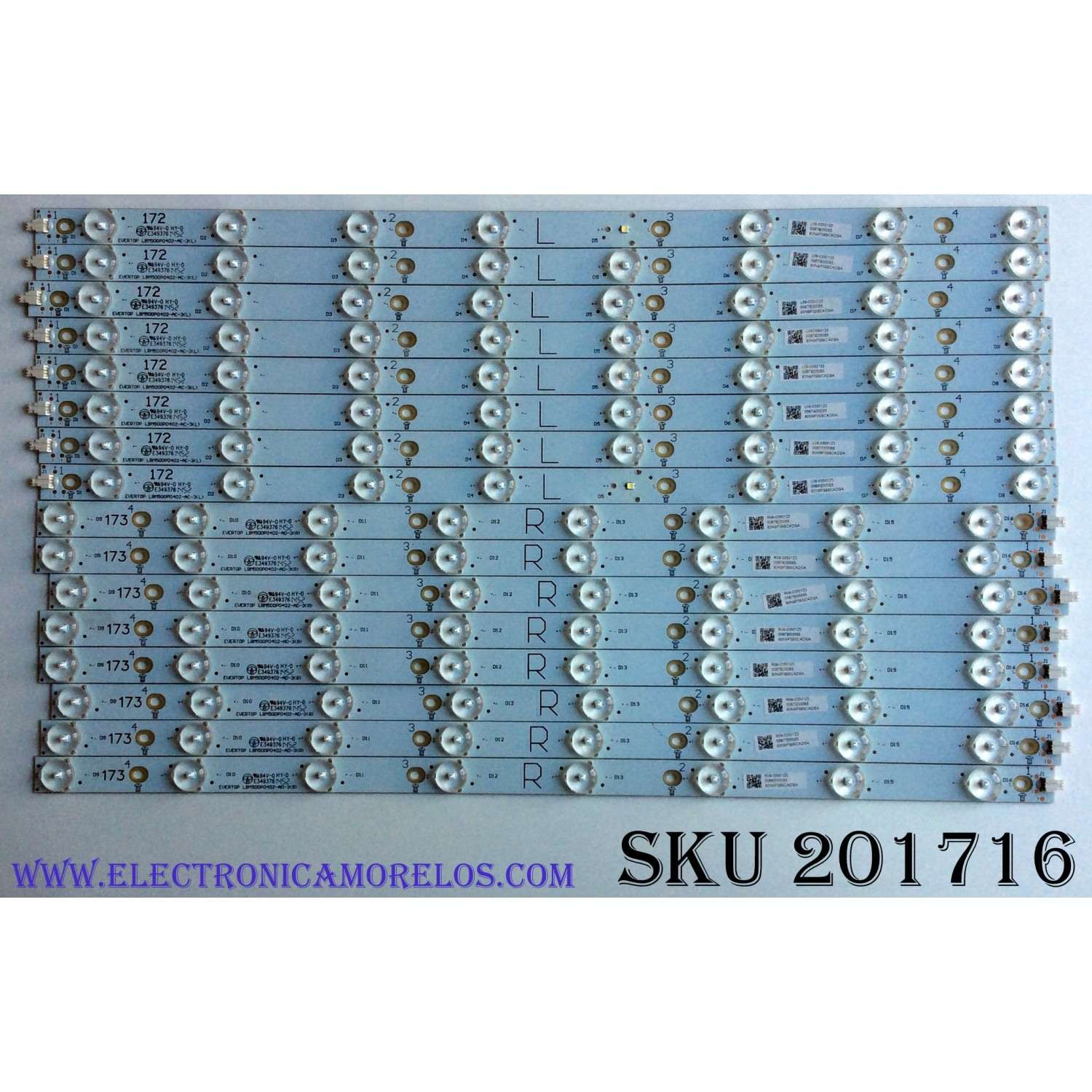 KIT DE LED'S PARA TV (16 PIEZAS) / VIZIO LBM500P0402-AC-3(L) / LBM500P0402-AD-3(R) / R08-0350123 / E349376 / PANEL TPT500J1-HVN08 REV:S400A / MODELO M502I-B1