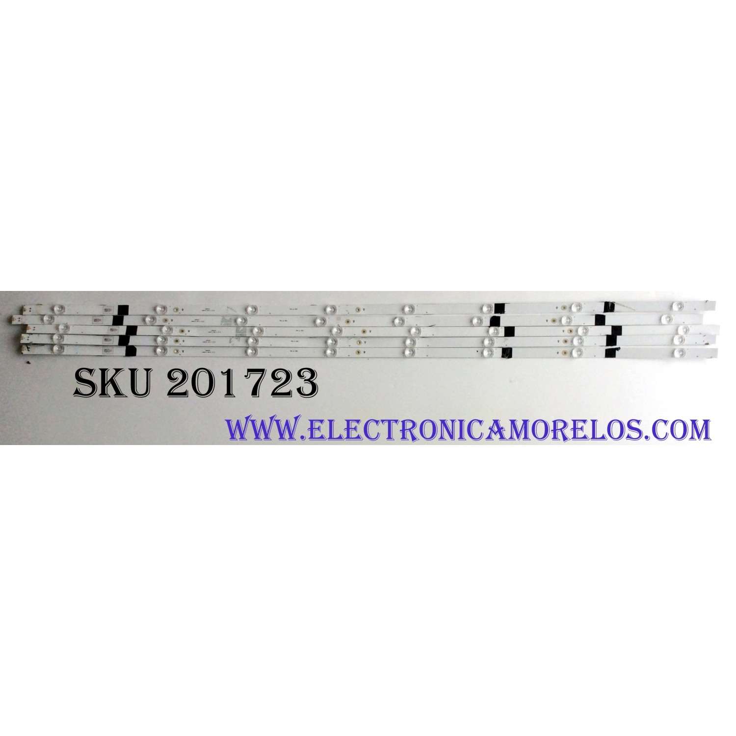 KIT DE LEDS PARA TV HISENSE ORIGINAL 5 PIEZAS / NUMERO DE PARTE 196105 / LB55143 / E469119 / PANEL HD550S1U81-L1(S0)GM\ROH / MODELOS 55R6040E / 55R7E